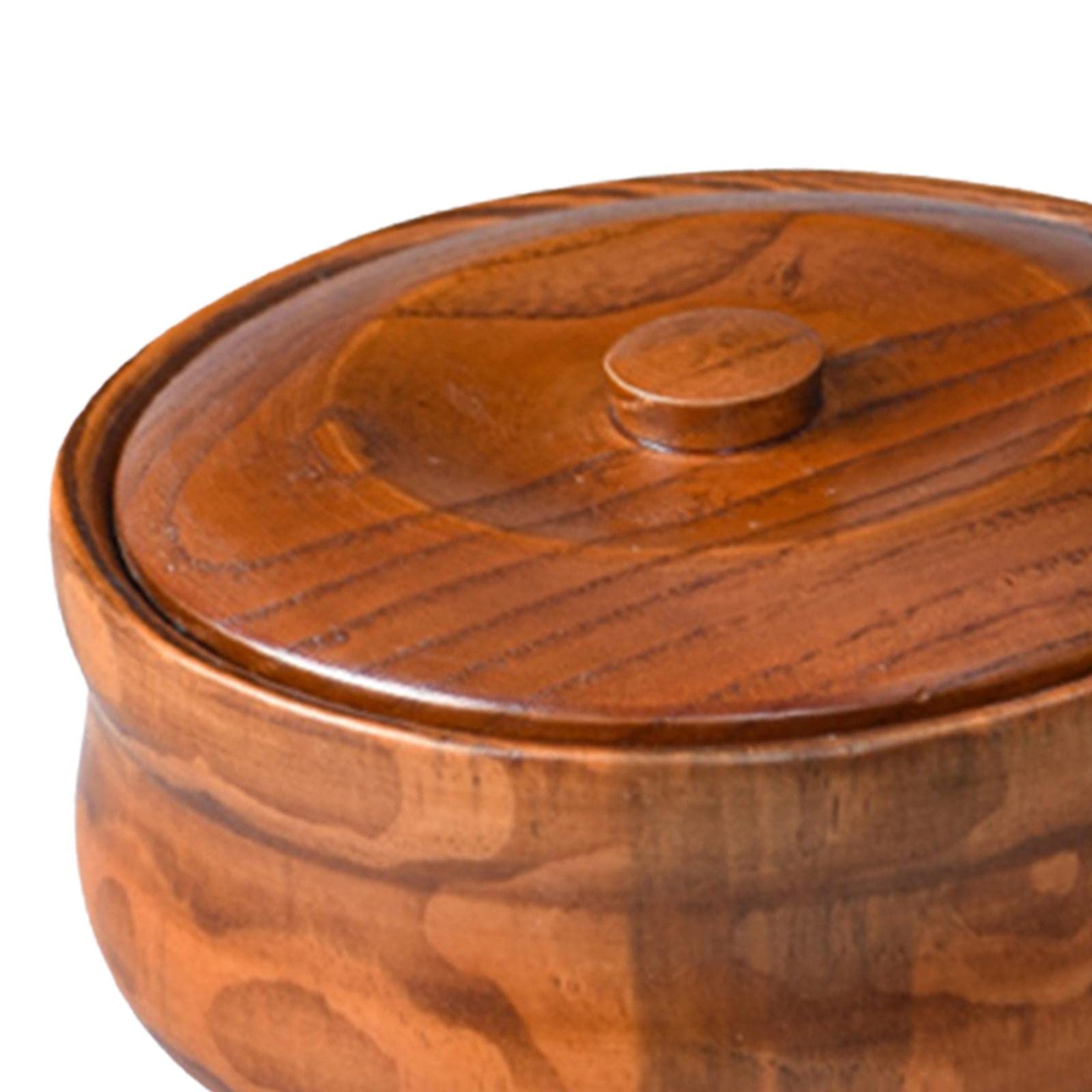 predolo Holzschale mit Deckel für Müslibehälter Massivholz Holz Salatschüssel Servierschüssel, 18 cm x 7,5 cm