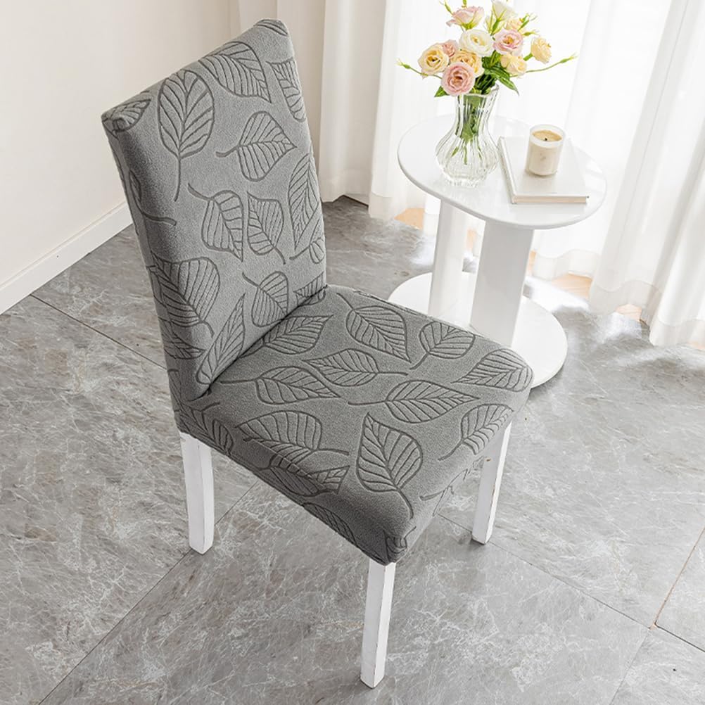 Greyb,4pcs, Dining Room Chair Cover 2Pcs/4Pcs Stretch Removable Washable Kitchen Chair Cover Jacquard Velvet Fabric Chair Slipcover for Dining Room Ceremony Banquet Wedding Party