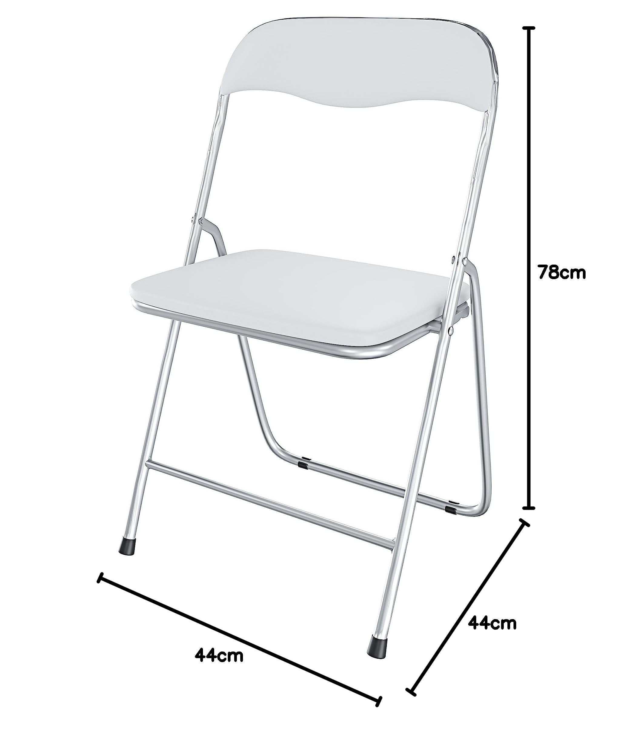 Arreditaly Set da 6 Sedia Pieghevole Slim Opaca in Metallo Sedie Salvaspazio per Ufficio Casa Campeggio Salotto Cucina In Ecopelle con Comoda Seduta Imbottita 78 x 44 x 44 cm (White)