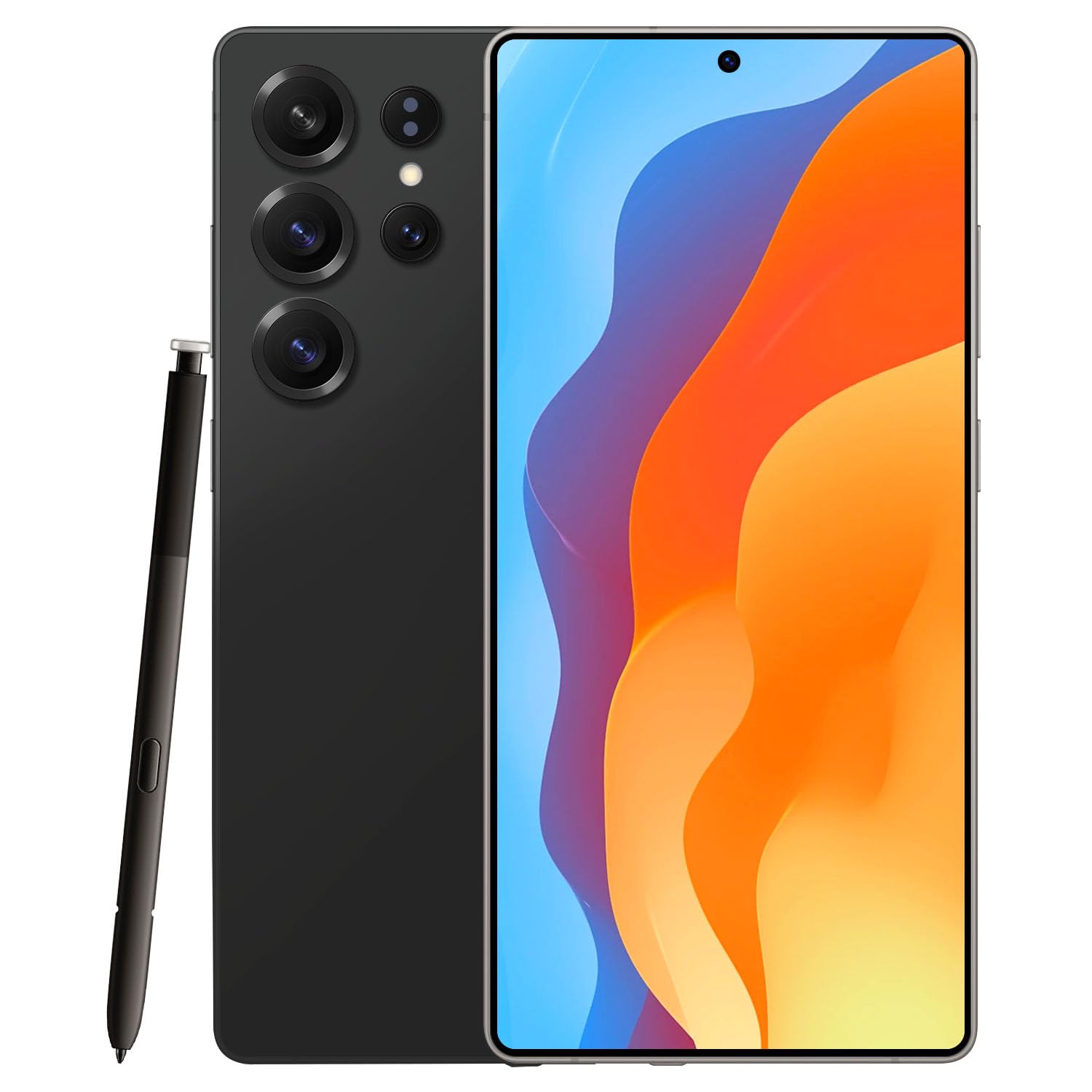 Unlocked Phones P25 Ultra Build-in Pen, Android 14 Cell Phones, 6800 mAh Battery, 12GB+512GB Smartphone 6.9" HD Screen/108MP+48MP Camera/Snapdragon 888 Processor, Face ID/WiFi/Bluetooth/GPS Black