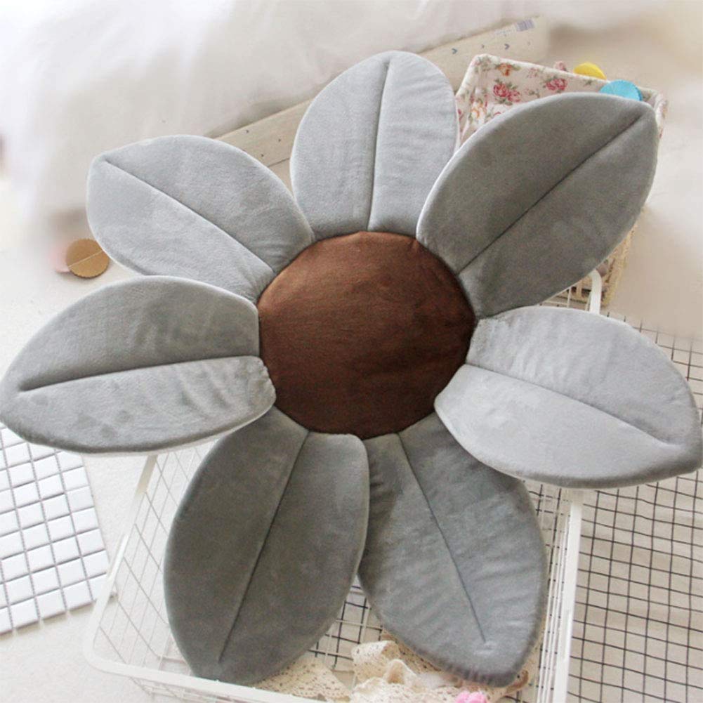 Aoopoo Grey Foldable Flower Bath Tub For Baby - Sunflower Cushion Mat (Grey)