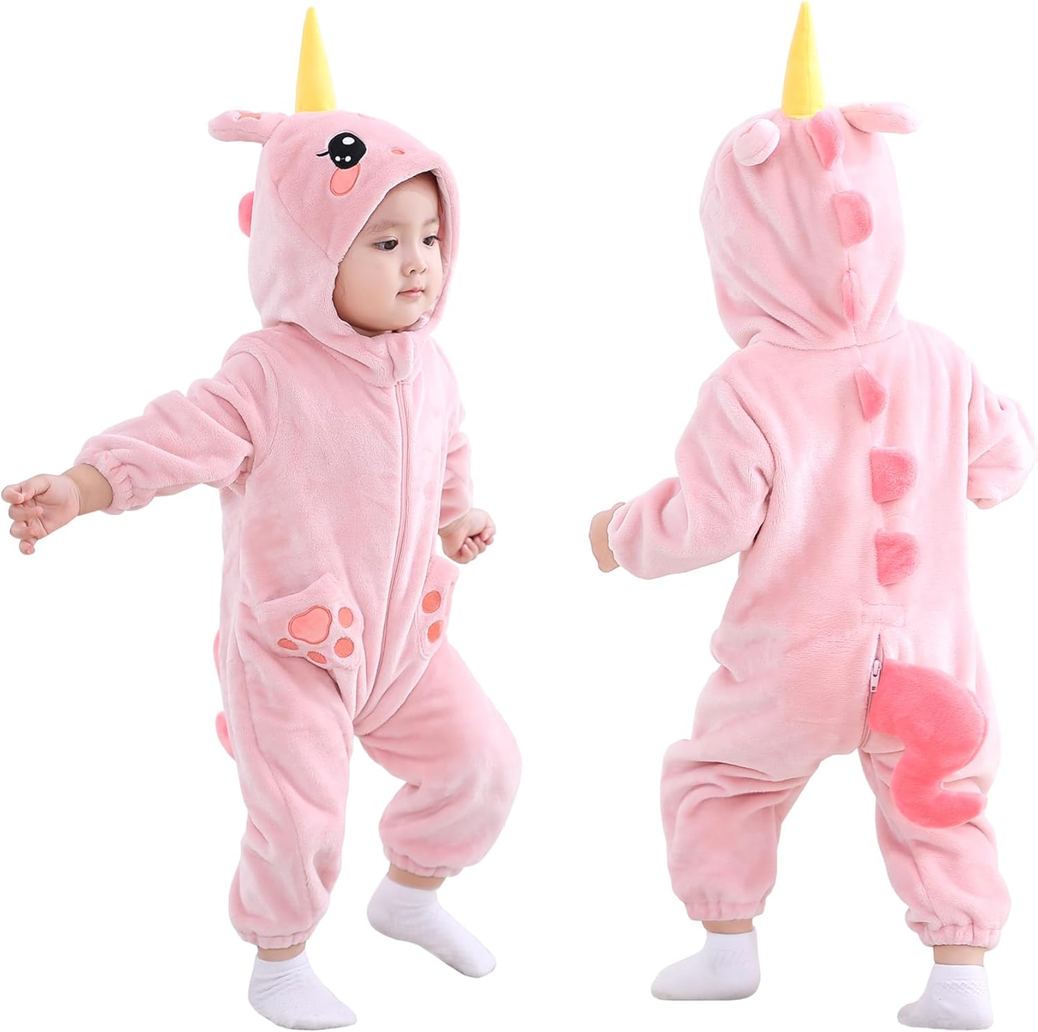 TONWHAR Unisex-Baby Animal Costume Kids' & Toddlers' Winter Hooded Romper Dress Up Jumpsuit