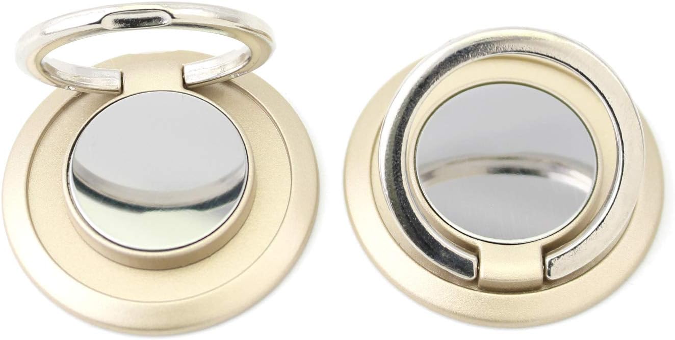 2 Pack Ultra Thin Gold Cell Phone Ring Holder Finger Kickstand, 360 Rotation Finger Stand Grip Loop for Magnetic Car Mount, Compatible with iPhone Samsung LG HTC, etc