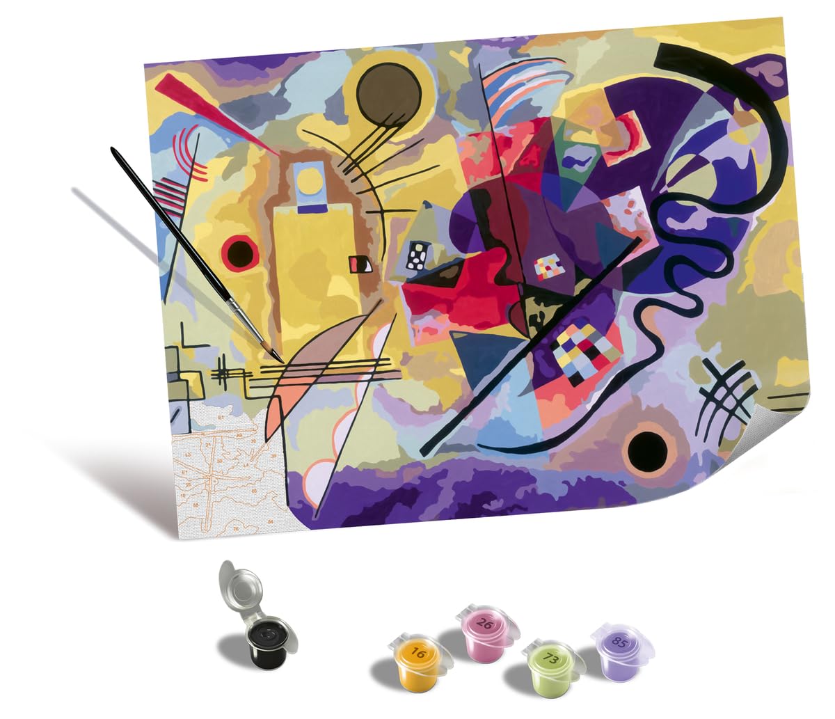 Ravensburger - CreArt Premium B Canvas, Kandinsky, Giallo, Rosso e Blu, Dipingere con i Numeri, Kit Pittura, Idea Regalo Donna o Uomo, 14+ Anni, 30x40 cm