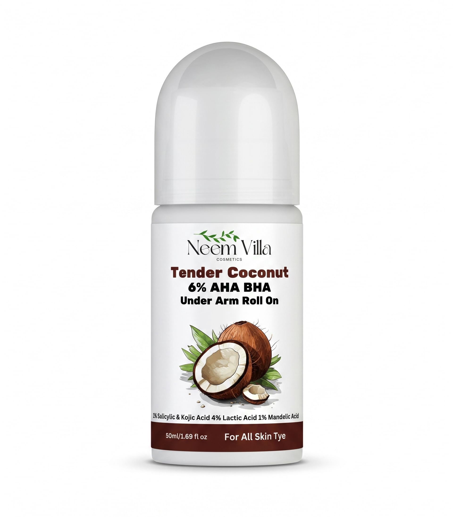 Neem Villa Clear Aura Natural Deodorant Roll On for Women & Men | Long Lasting Underarm Odour Protection | Non-Sticky Daily Roll On for Sweat & Underarm Freshness | Refreshing Tender Coconut Fragrance | Skin Friendly | 50ml (Pack of 1)-image-19