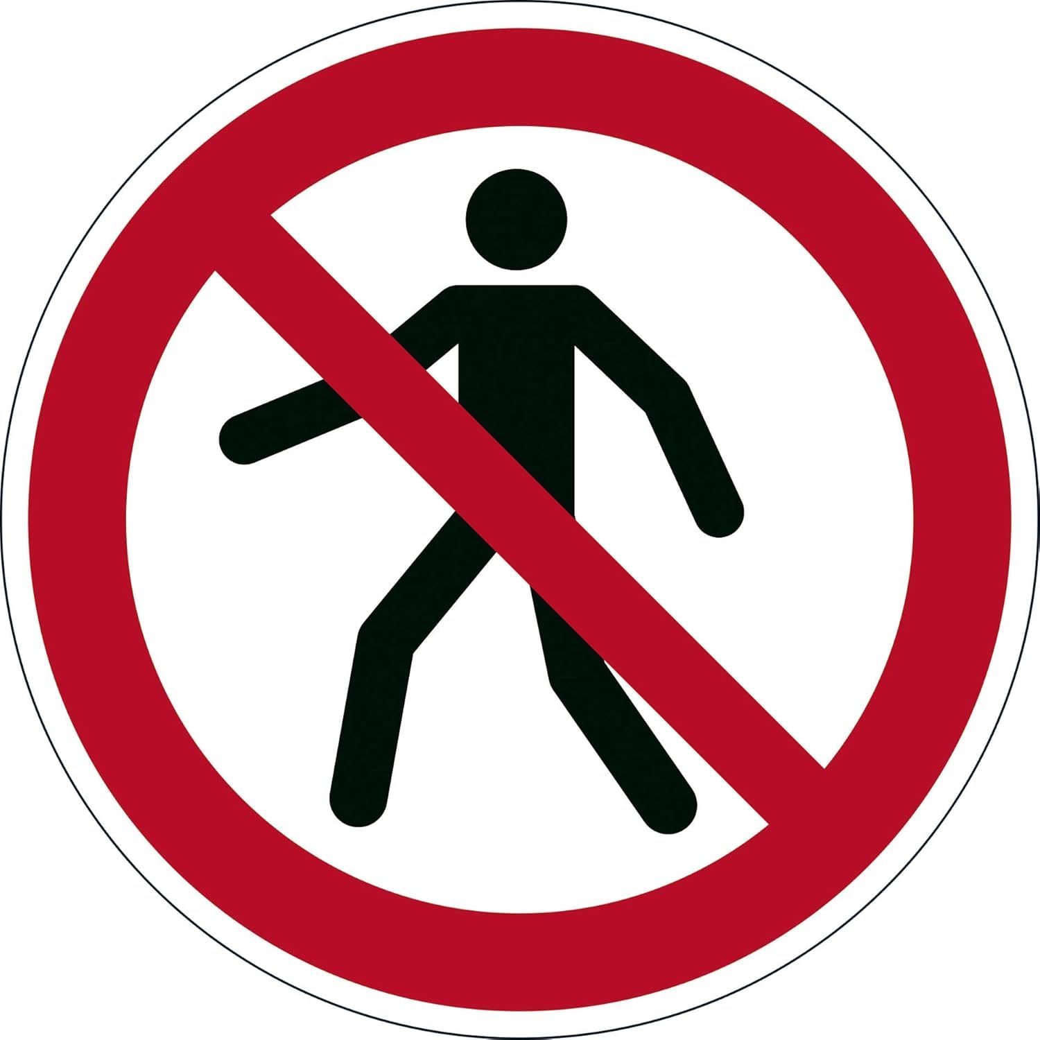 Durable Red Adhesive Iso "Pedestrians Prohibited" Sign Safety Floor Sticker | 43Cm