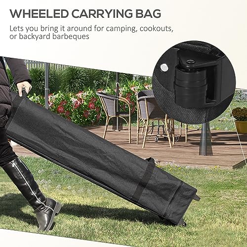 Outsunny 10' X 10' Pop Up Canopy Tent With Netting, Instant Sun Shelter, Tents For Parties, Height Adjustable, With Wheeled Carry Bag And 4 Sand Bags For Outdoor, Garden, Patio, Cream #TOP6