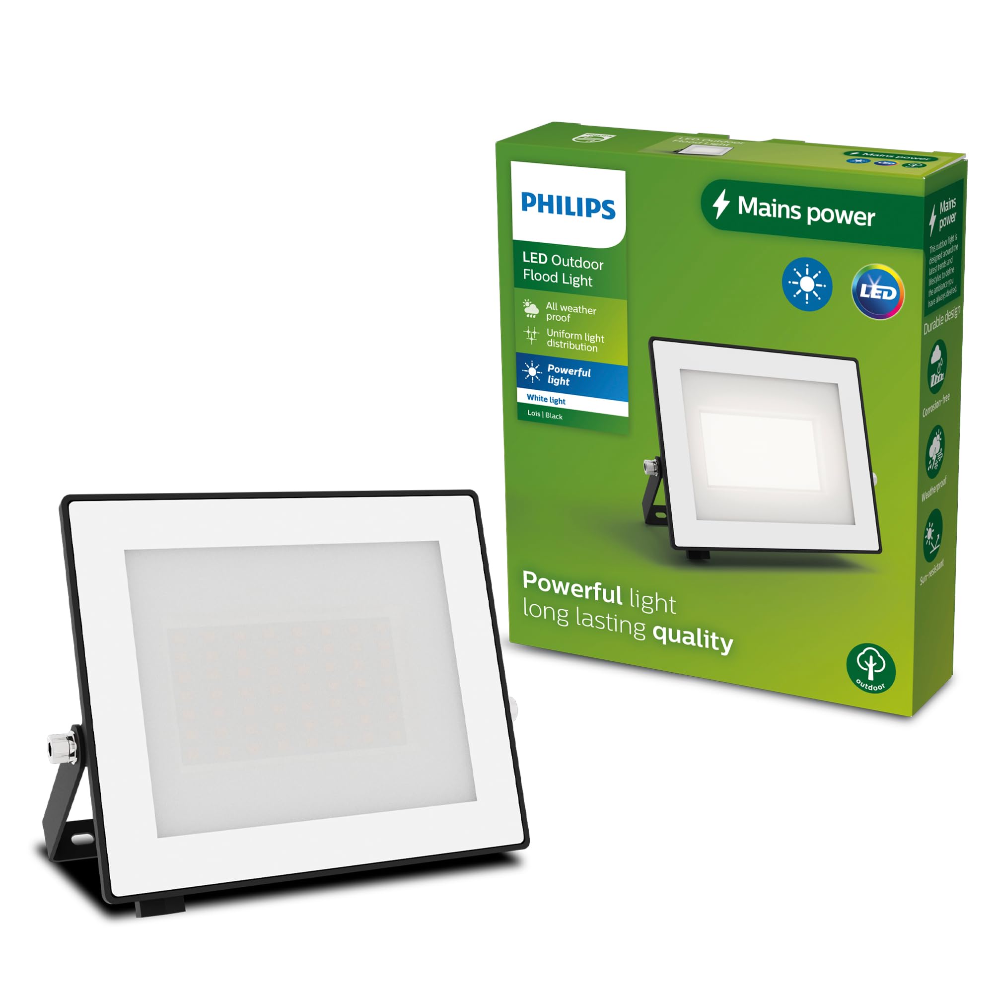 PHILIPS Lois Outdoor Floodlight, 30 W, 3000 K, Black​