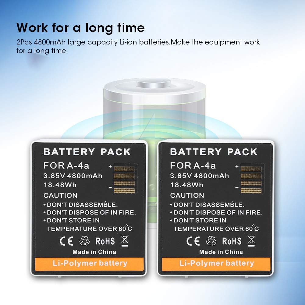 A‑4a Batteria Ricaricabile Ad Alta Capacità da 4800mAh per Videocamera Ultra/Ultra 4K, Confezione da 2, Ioni di Litio, Leggera