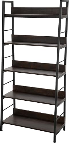 Miniatura 8 de Homdox Estantería de escalera de 5 niveles, estantería industrial de madera y metal, soporte para plantas y flores, estante de almacenamiento para