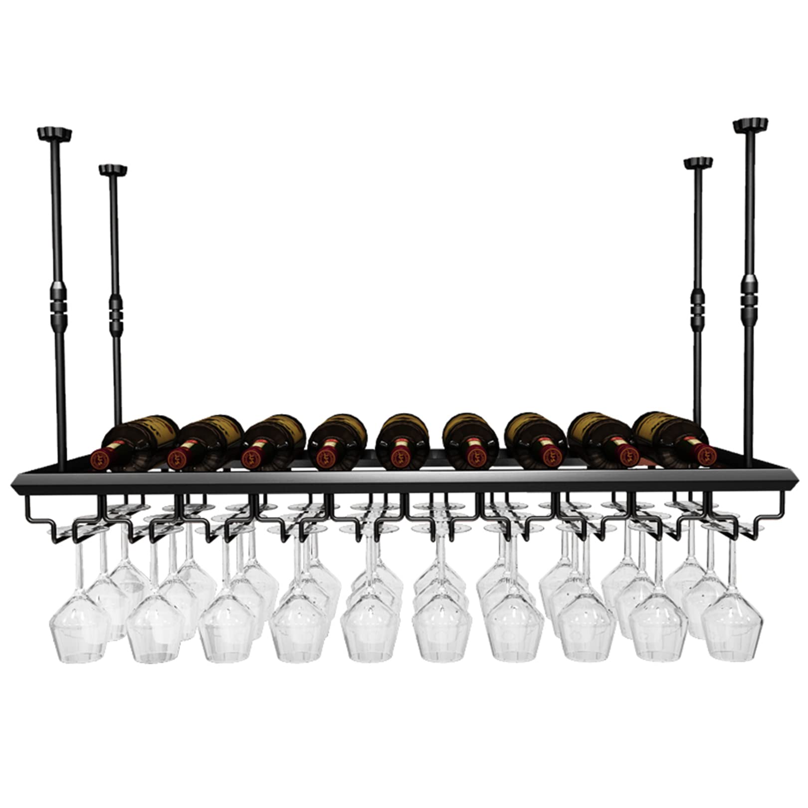 Casier à vin noir de 120 x 30 cm avec support de verre suspendu Chaser of Light