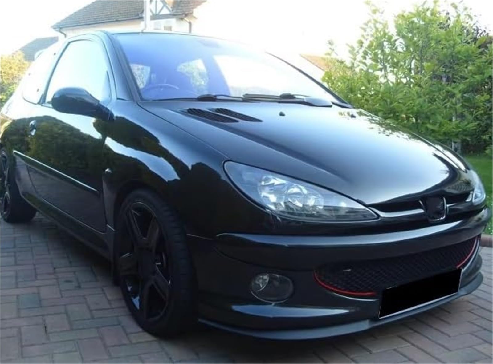 Becquet Avant for Peugeot 206 et Cupra R, kit de 3 pièces, becquet Universel (Blanc) Lame de Pare-Chocs Avant(Black Matte Black)