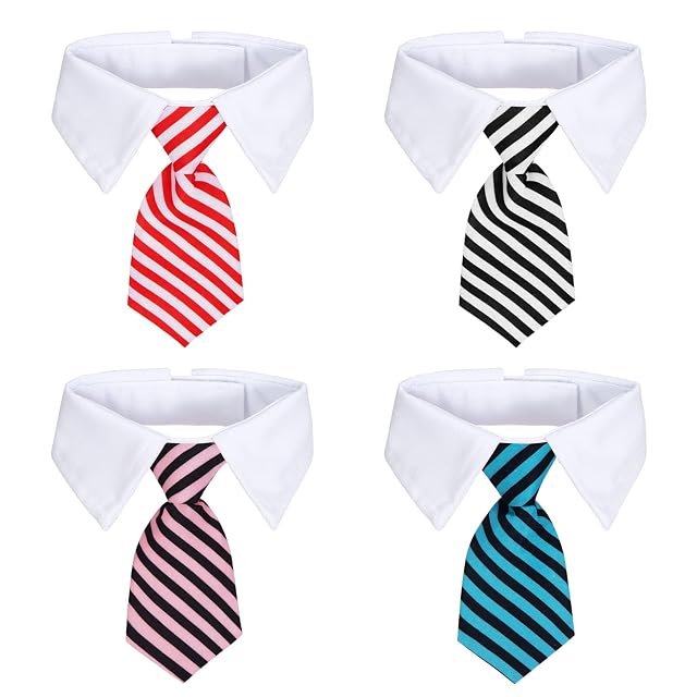Foto 8 de 8 de 4 Piezas Pajarita de Mascotas Ajustables de Perros y Gatos Collar de Corbata Formal para Mascotas Corbatas…