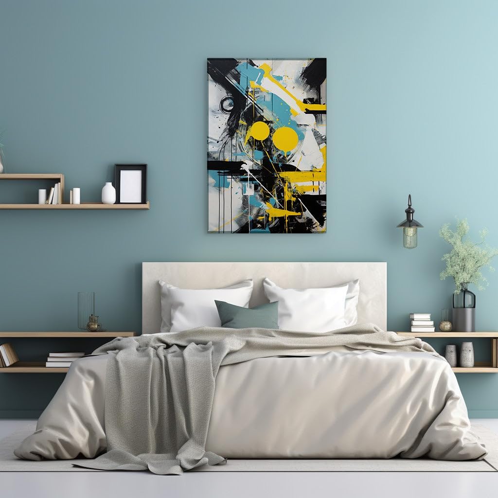 Art Wall: Dynamic Lines, Bold Colors, and Geometric Shapes in a Captivating Abstract Composition. Interior Art, Canvas Art Wall, Arts Wall Decoration Size: 69x46 cm (27x18 inch)