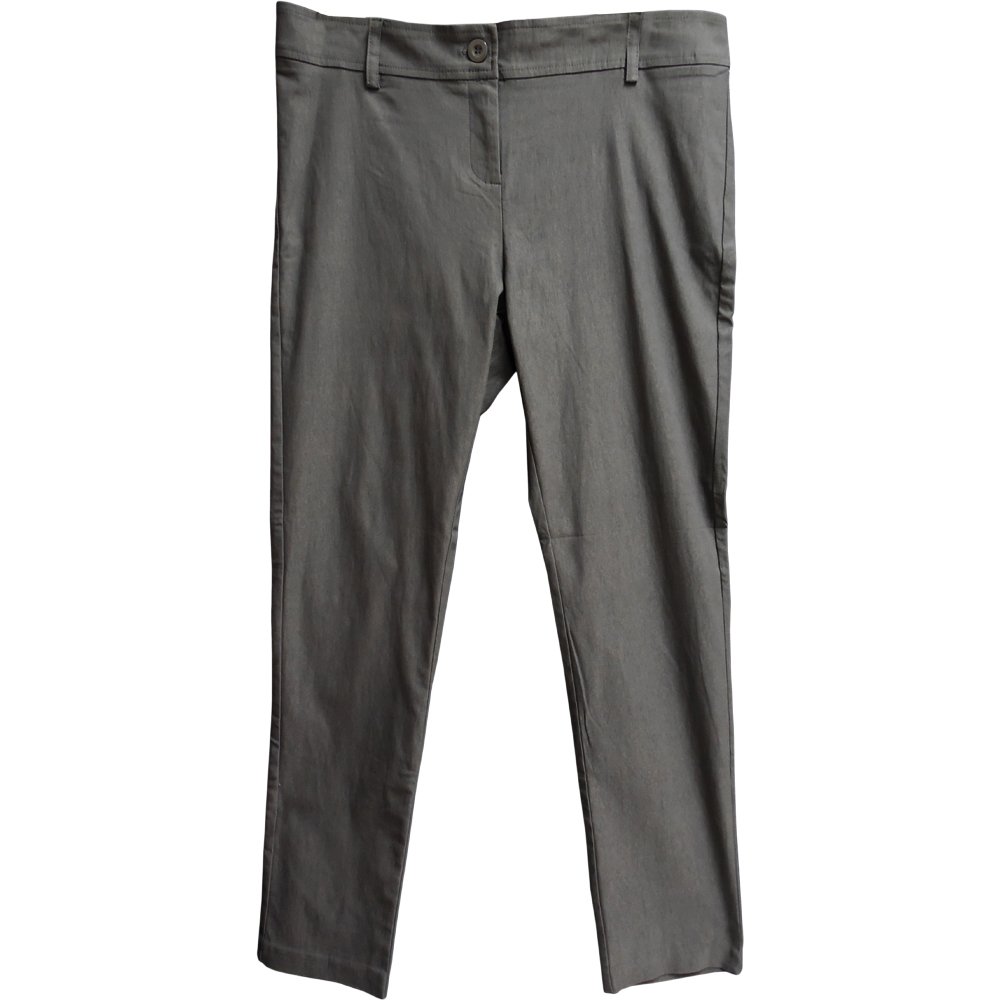 Womens Plus Relaxed All-Day Straight Skinny Twill Long Gray Pants