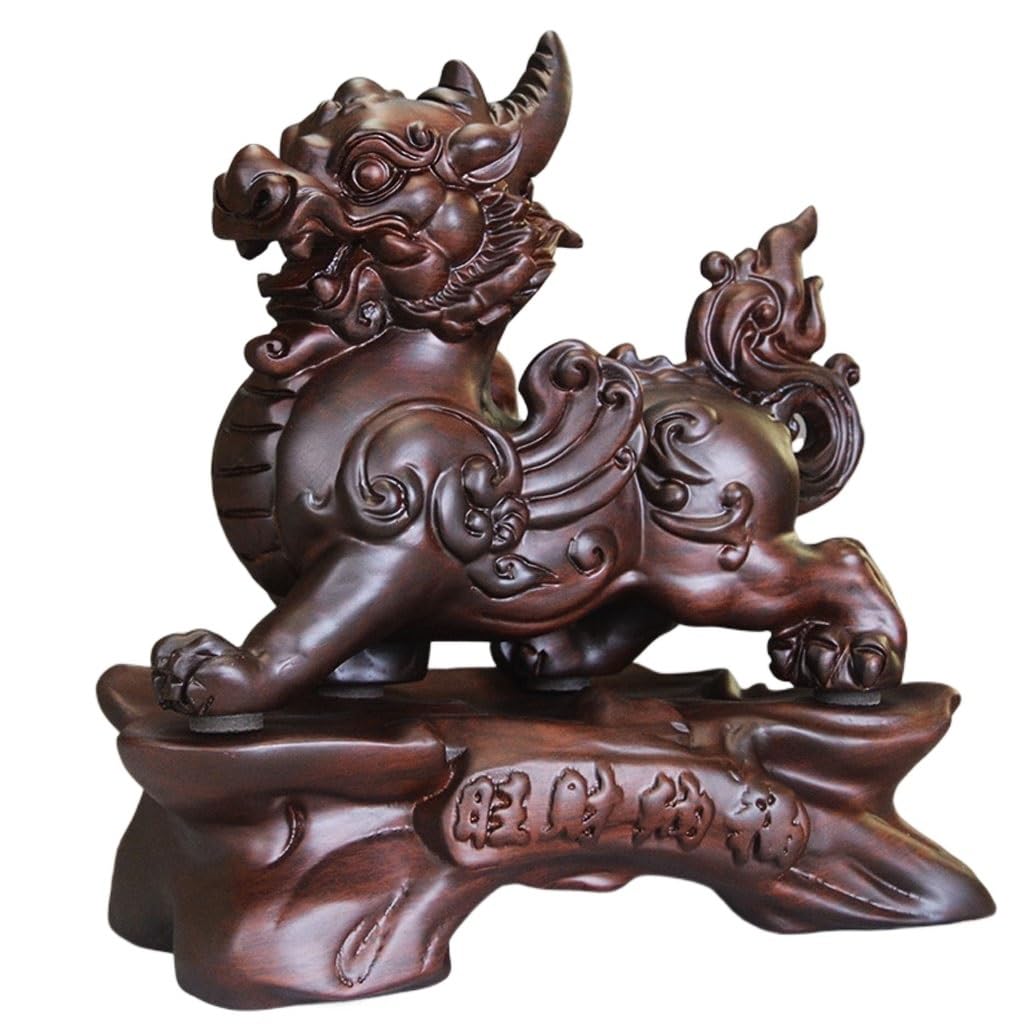 ATREDESES Office Decor Wood Carving Brave Ornament Home Living Room Wine Cabinet Office Decoration Solid Wood Brave Crafts Home Decor(15.74in)