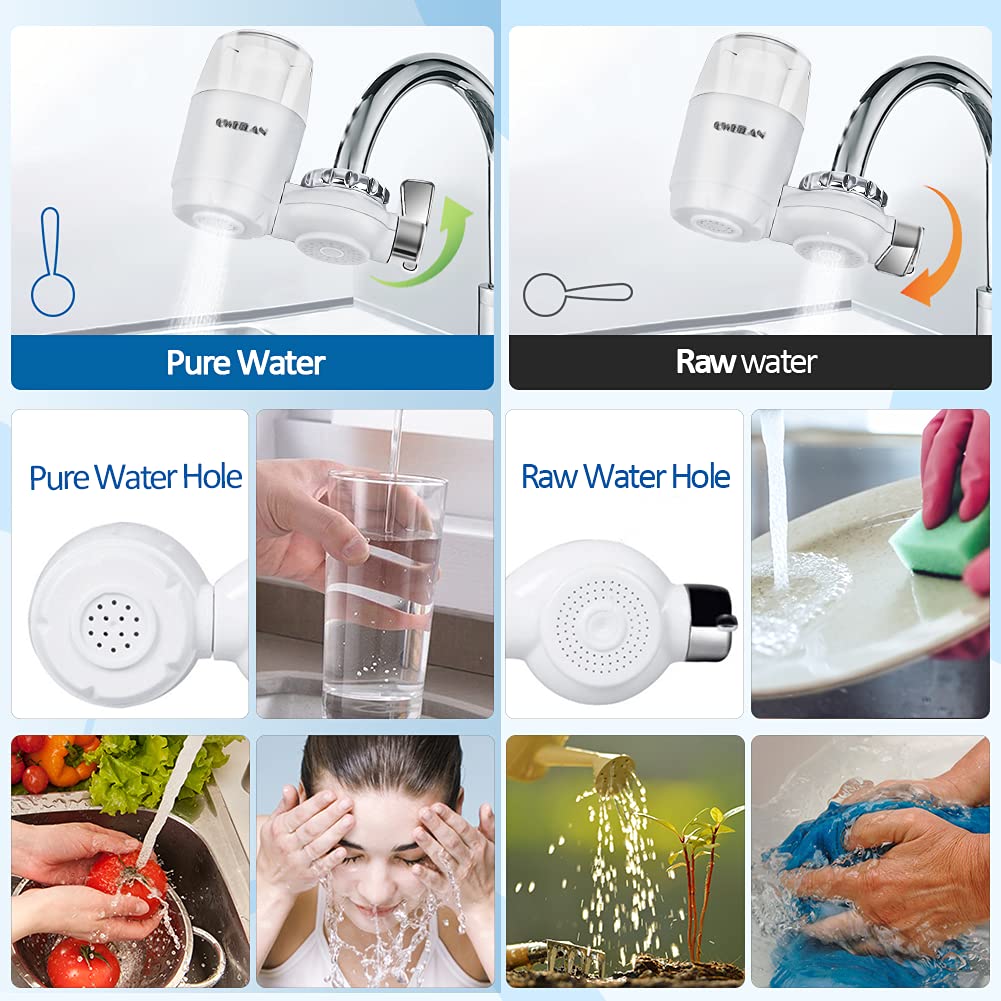 Faucet Water Filter, Oweilan Water Faucet Filtration System for Kitchen and Bathroom Sink, Tap Faucet Mount Water Filter Reduces Chlorine/Heavy Metals/Lead/Bad Taste(1 Ceramic Filter Element Included): Tools & Home Improvement