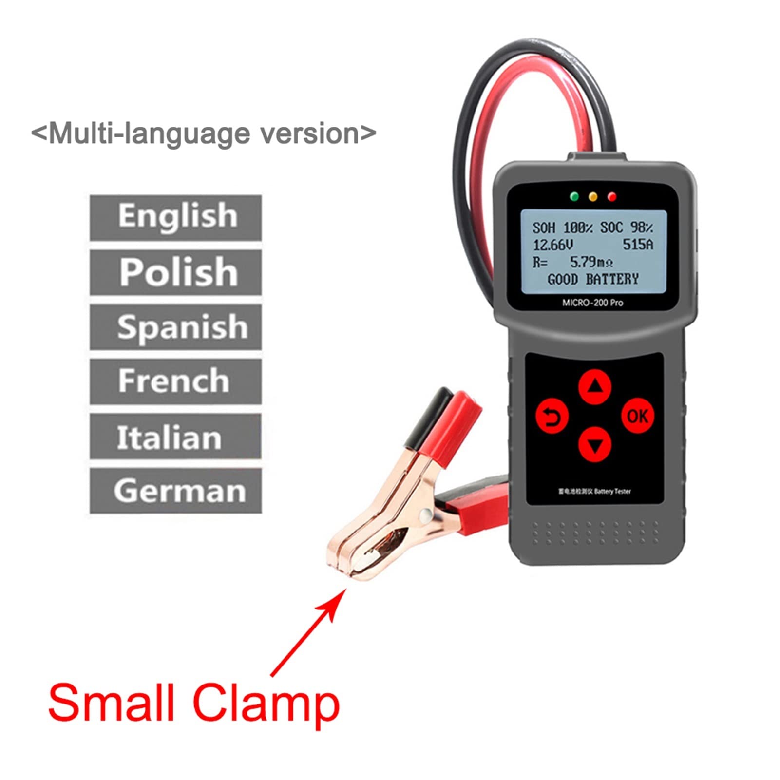 Tester della Batteria, Micro-200Pro 12V 24V 40-2000CCA capacità Digital Auto System System Analyzer Truck Motorcycle Automotive Auto Battery Tester