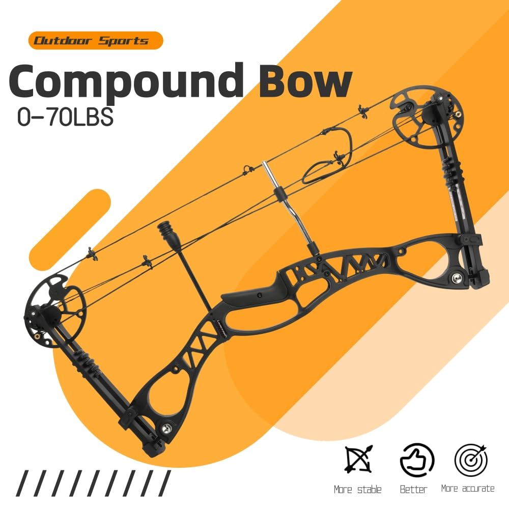 Compoundbogen-Set mit 0-70 lbs Verstellbarer Zugkraft, 320 FPS IBO und 80% Let-Off – für Erwachsene und Jäger, ideal für Jagd und Standschießen