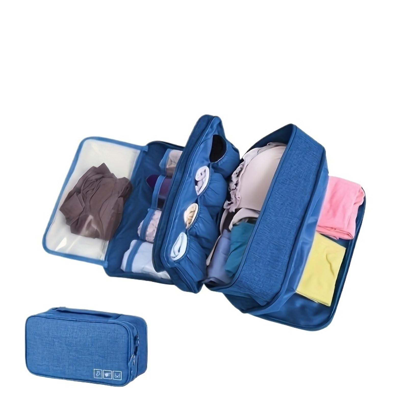 1 Pieza Organizador de Embalaje Viaje - Bolsa Almacenamiento con Cremallera for Ropa Interior(1PC Blue)