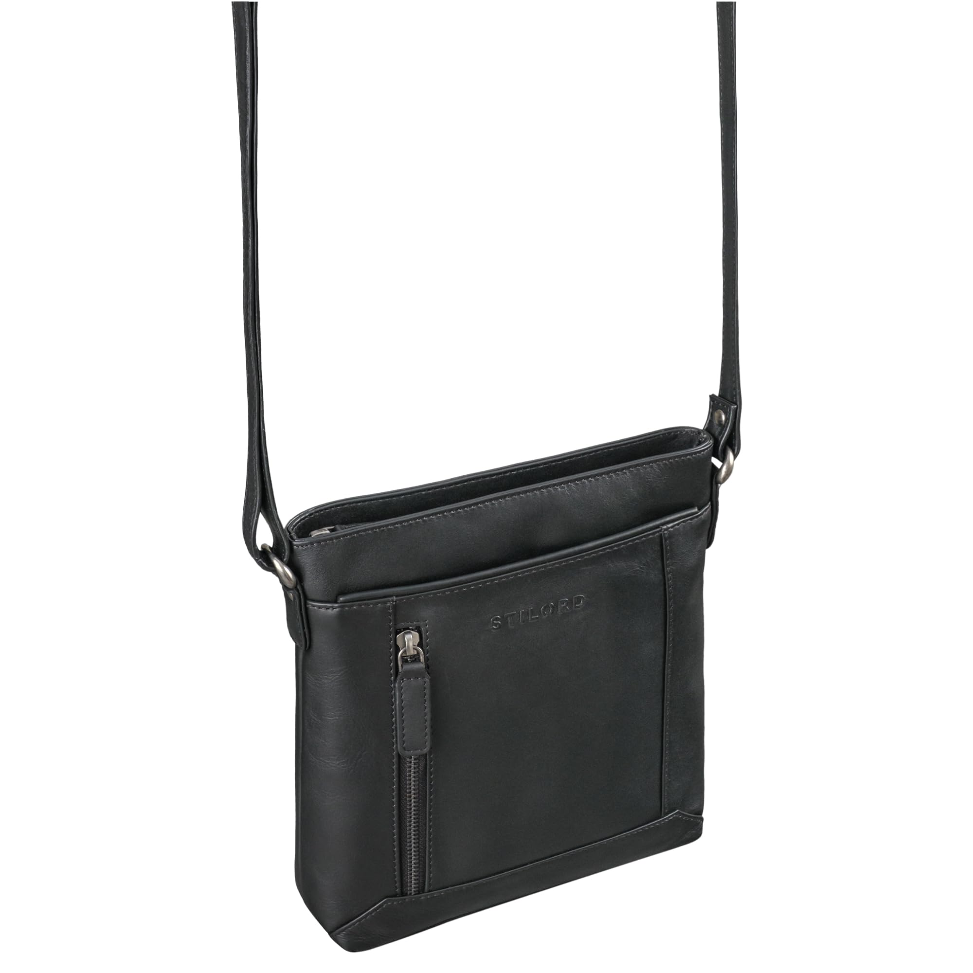 STILORD "Helene Bolso Bandolera Mujer Cuero Genuino Bolso de hombro Mujer Bolso Cuero Bolsos de Mano Piel bolso mujer saco moda regalos mujer Color:negro