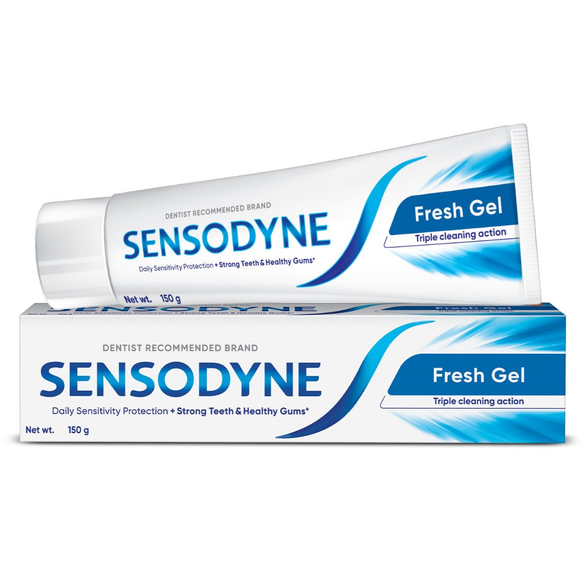Sensodyne Toothpaste Fresh Gel | Daily Sensitivity Relief Tooth Paste Pack of 1 - 150gm | Dentist Recommended | Everyday Use Paste, Fresh Breath, Fights Tooth Decay, Maintain Healthy Gums