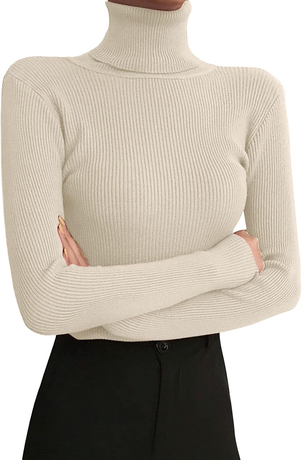 Pull Col Roulé Femme Hiver – Manches Longues, Tricot Chaud, Coupe Ajustée, Couleur Unie, Idéal Comme Sous-vêtement Ou Pull Basique