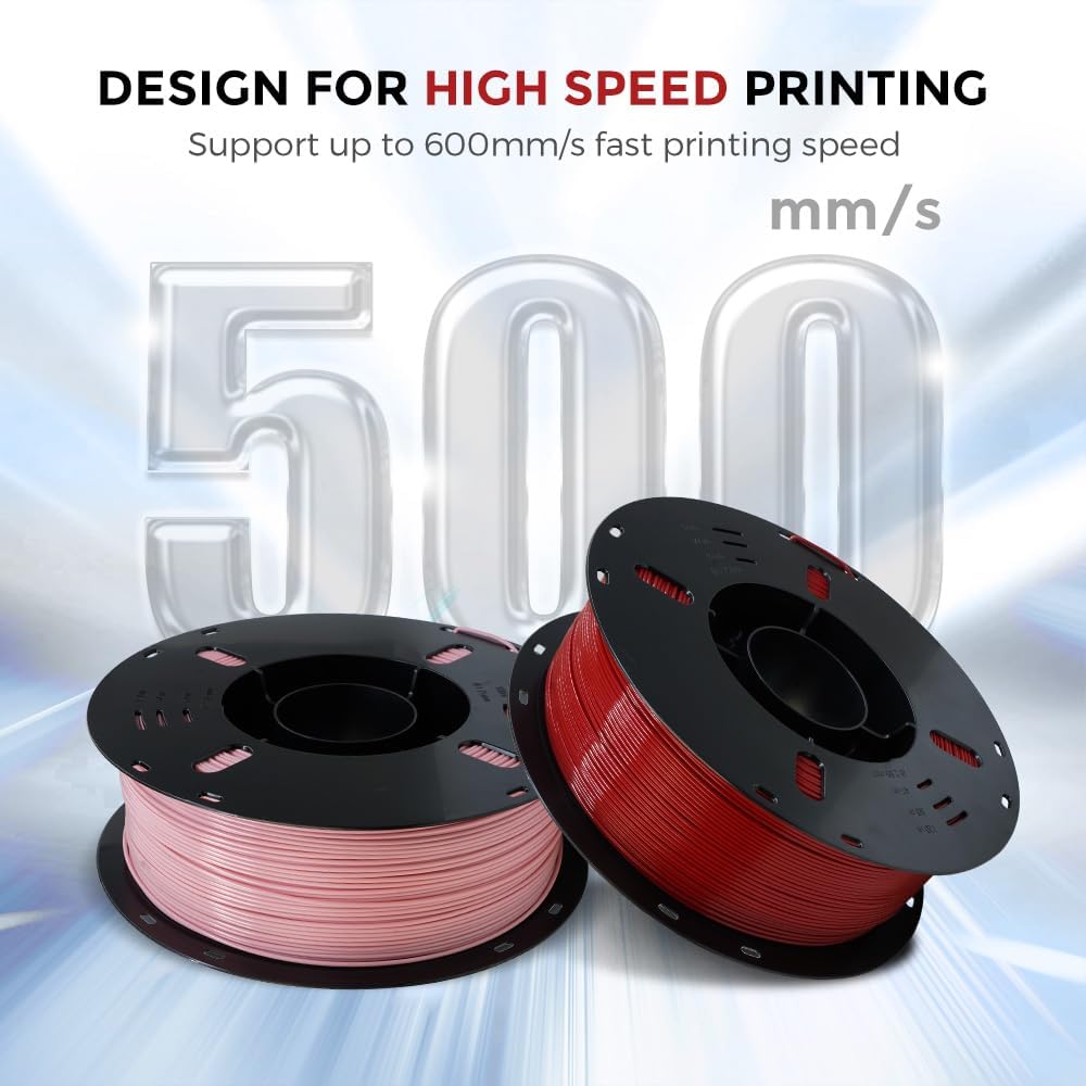VOXELAB High Speed 1.75mm Filament, Rapid Support 500mm/s, 1kg Spool, FDM Printer Compatible, HS PLA Ruby Red - Image 2