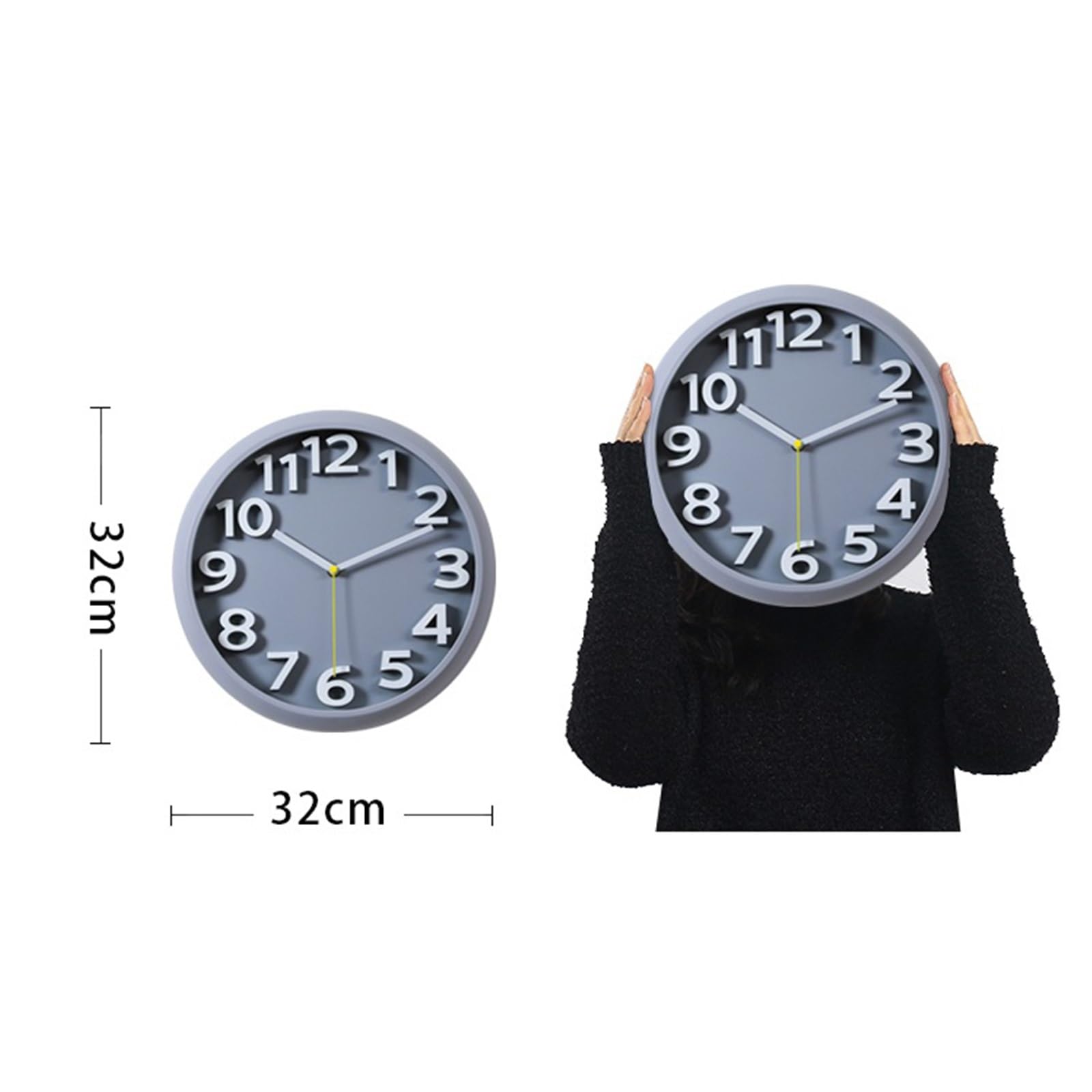 Cucina Orologio da parete for soggiorno, funzionamento silenzioso, alimentato a batteria, stile versatile Decorazioni per interni(Simple gray)