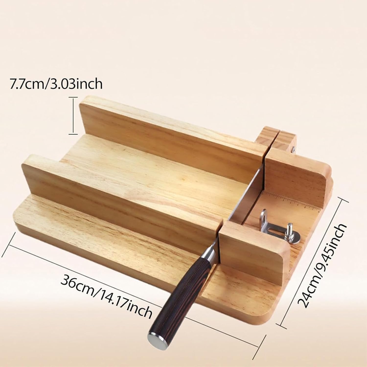 Holz Seifenschneider, Seifenschneider mit Skala, Einheitliches Schneidwerkzeug, Reichlich Schneidraum, für DIY Handwerk, Schokolade, Käse Seife