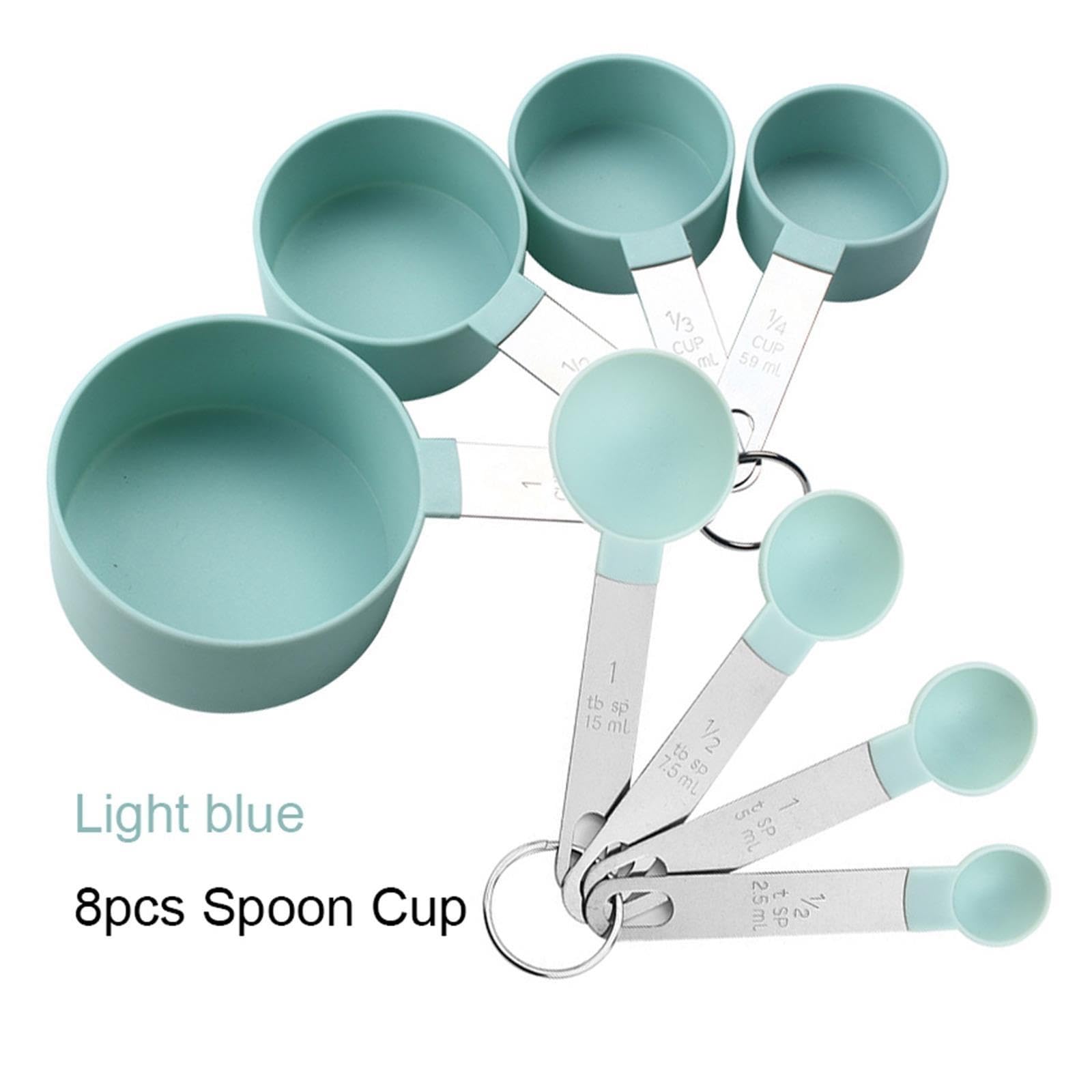 Set de cucharas y tazas medidoras 4/8pcs, utensilios de cocina de plastico