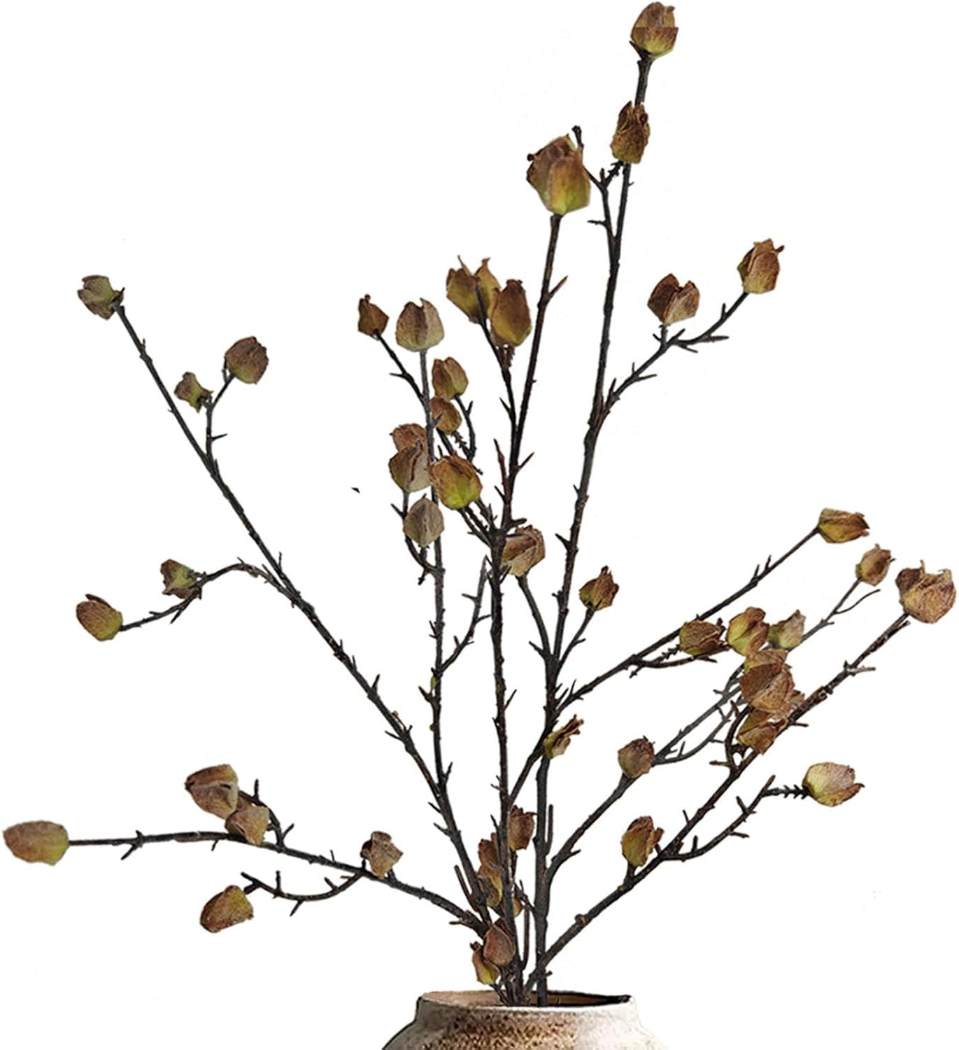 3Pcs Realistic Faux Berry Stems for Tall Vases, 35.4 Inch Bendable Brown Branches with Natural Frosted Effect - Artificial Chinese Lantern Stems for Farmhouse Home Office Decor