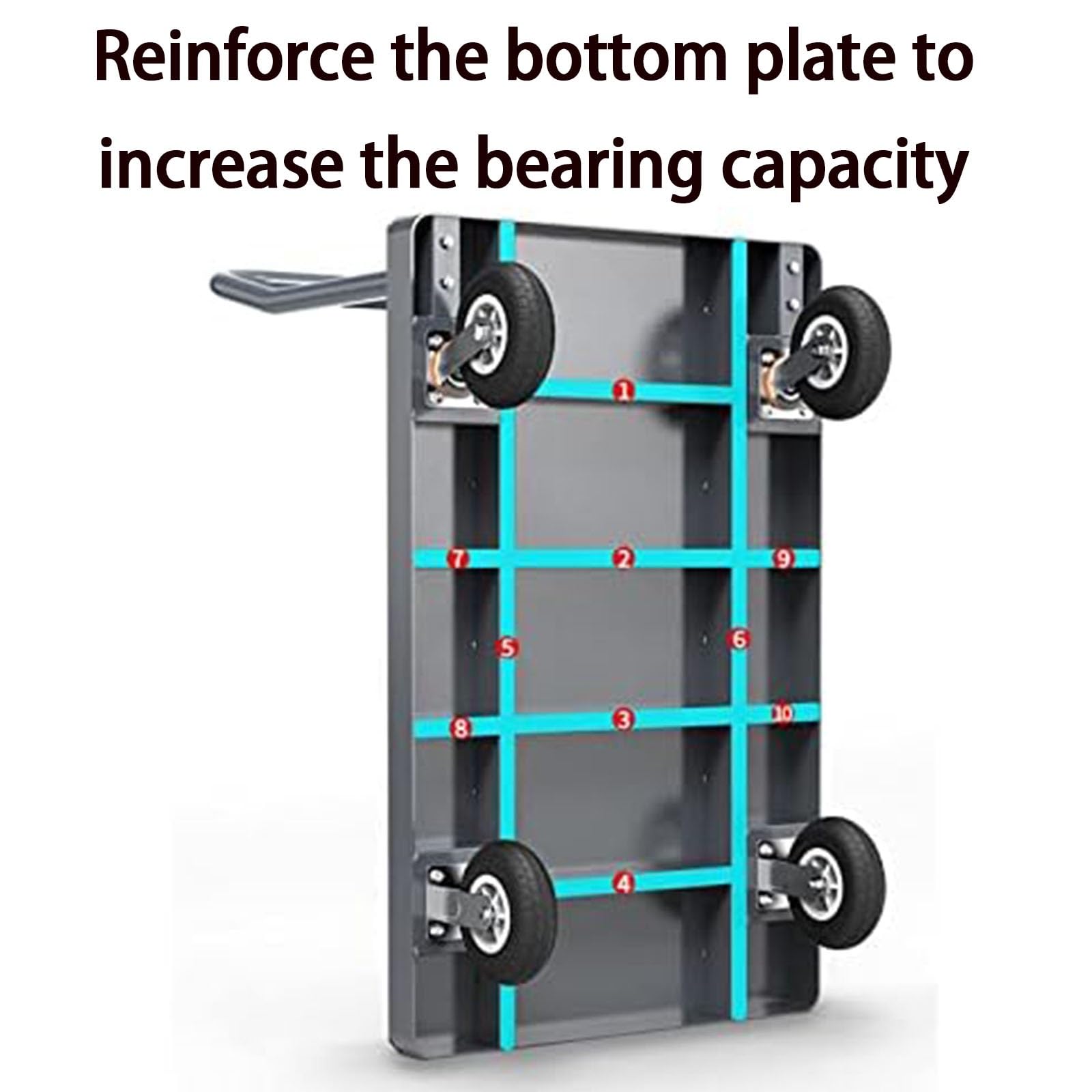 Carrello Piattaforma Piatta Ruote Ammortizzate Portatile Pieghevole per carichi Pesanti Industriale a Spinta per Un Facile Trasporto/Sollevamento Pesante 1000 kg