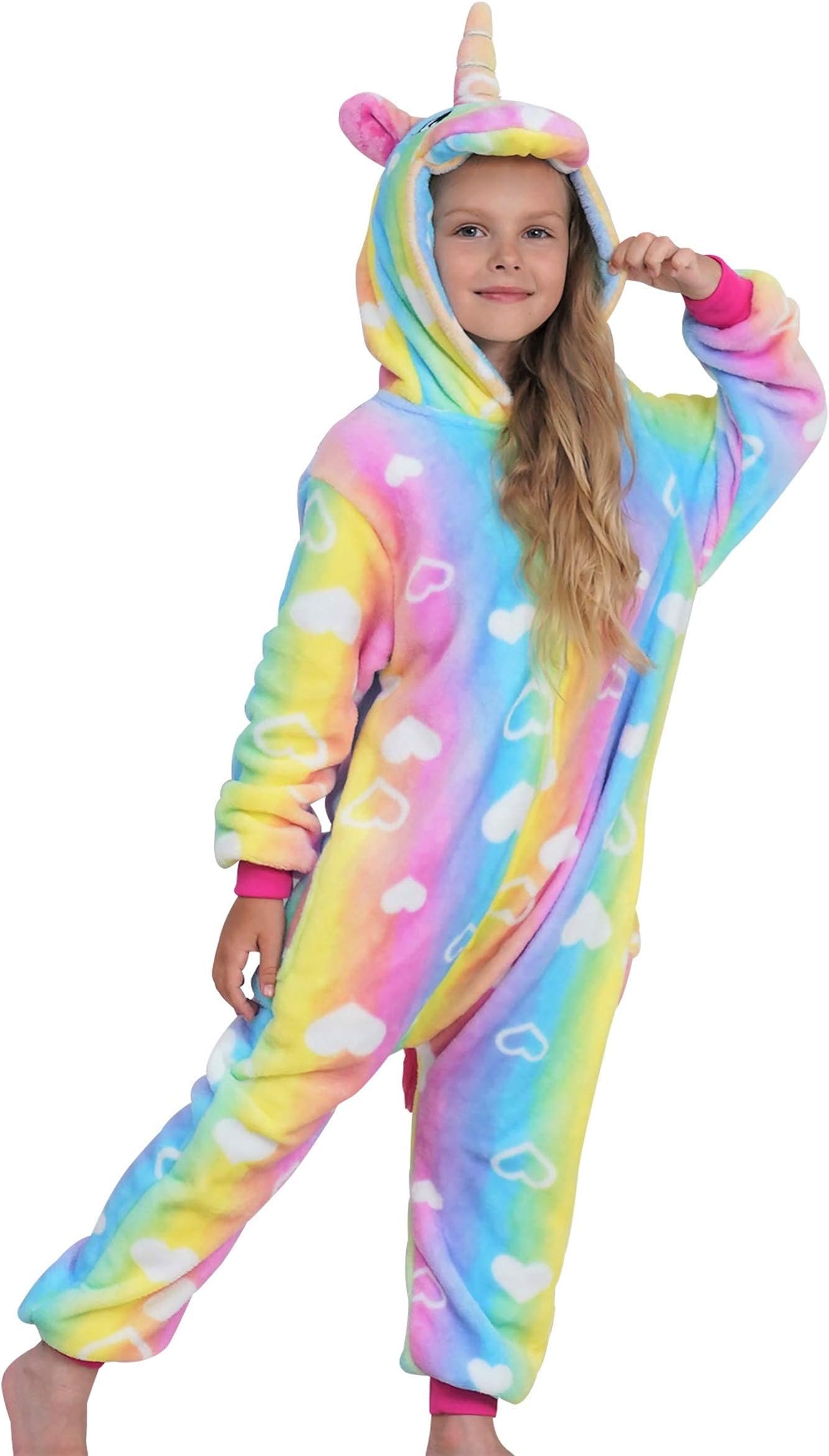 Girls Unicorn Pyjamas Onesie, Soft Unicorn Sleepsuit for Kids