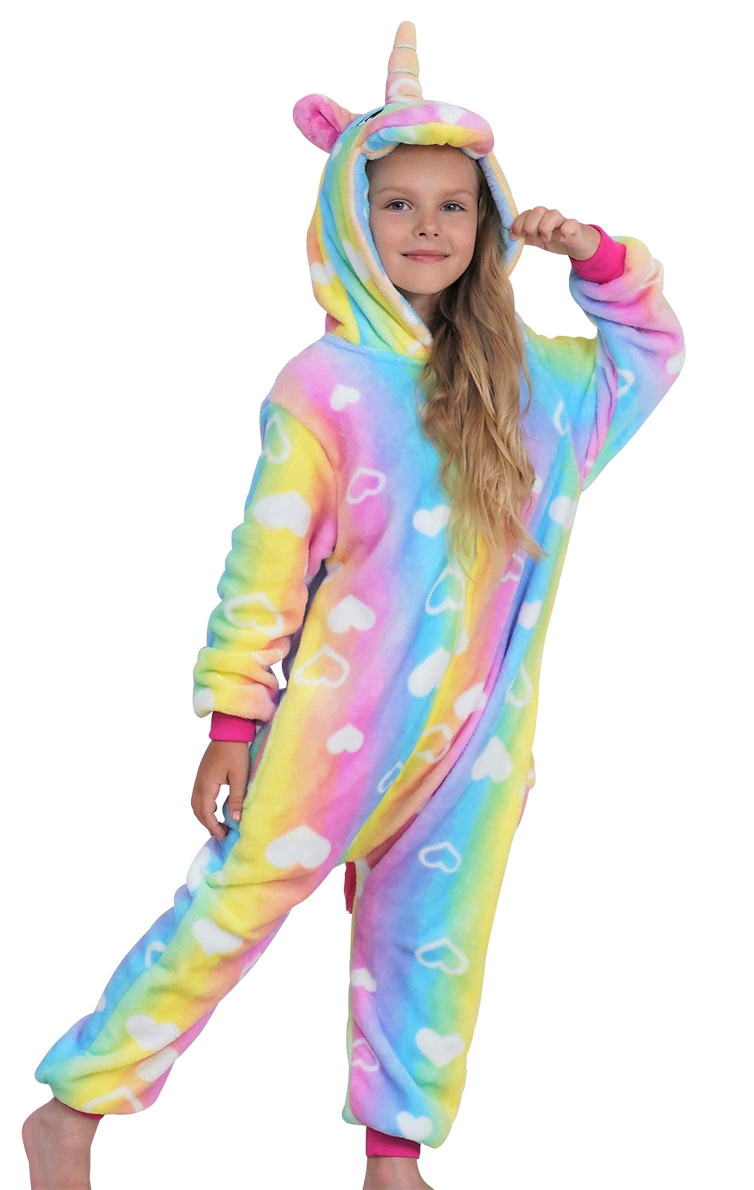 Girls Unicorn Pyjamas Onesie, Soft Unicorn Sleepsuit for Kids