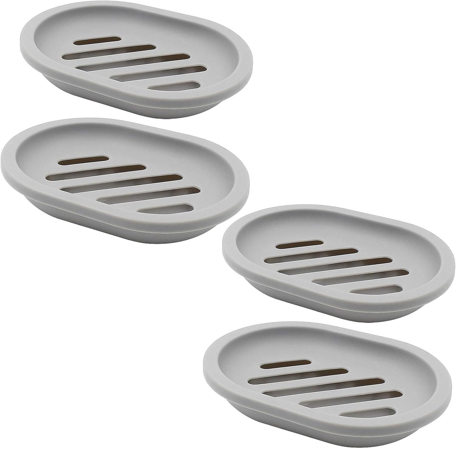 Topsky 4pcs Soap Dish with Drain, Soap Holder, Soap Saver, Easy Cleaning, Dry, Stop Mushy Soap (Grey)