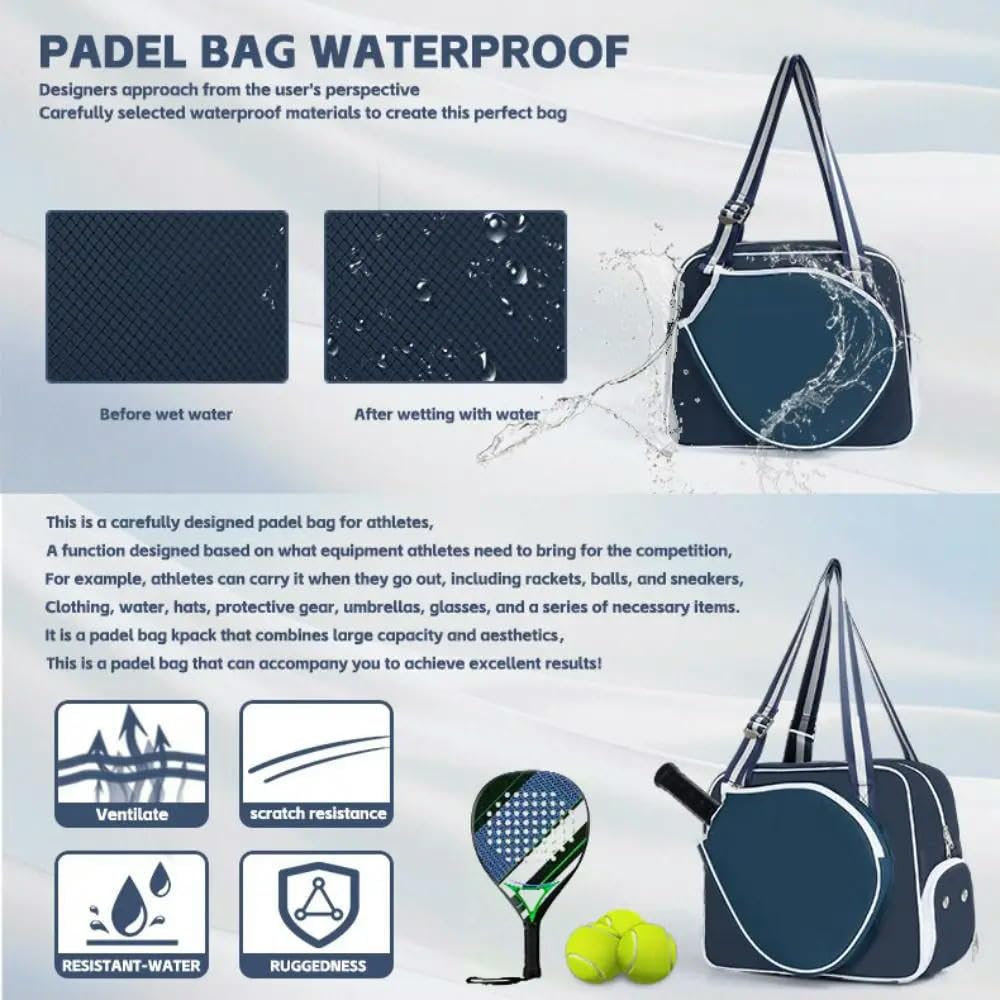 JCVBN - Bolsa de hombro de nailon para raqueta de pickleball, gran capacidad, con compartimento para zapatos, pala de pickleball, correa ajustable, impermeable