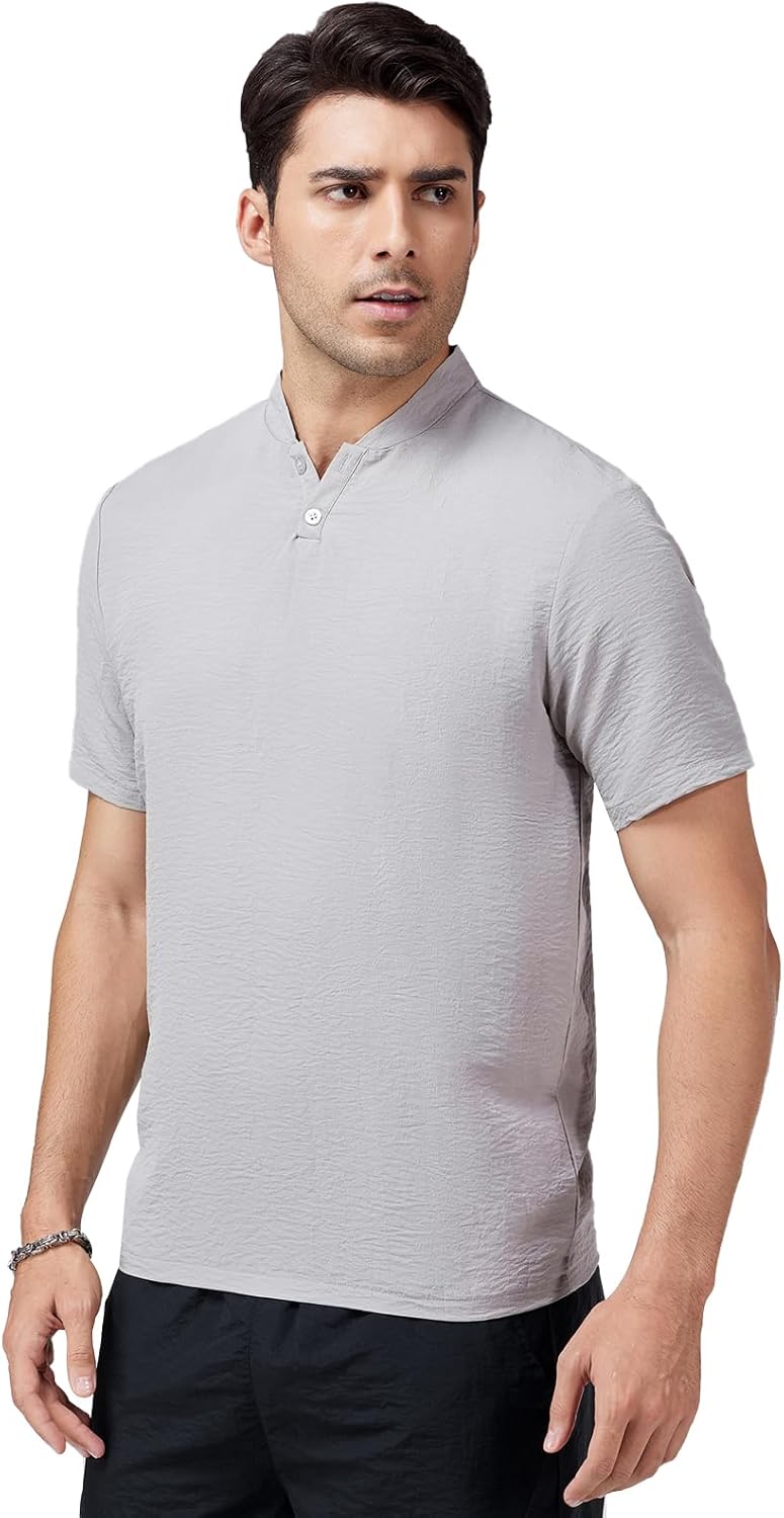 Men's Short Sleeve Tee Henley Fashion Casual Basic Lightweight T-Shirts - Image 2