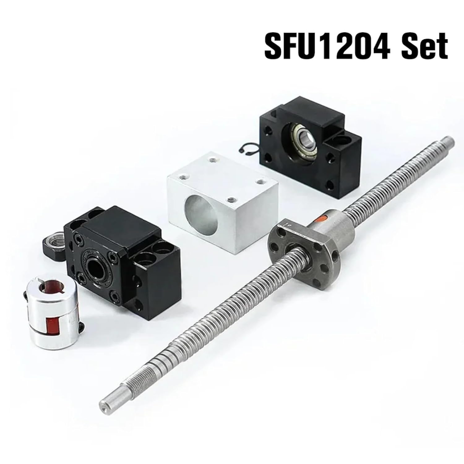 150 200 250 300 350 365 400 450 500 mm Ball Screw SFU1204 with Support BK/BF10 end Machining + Nut Housing + Coupling(350mm)