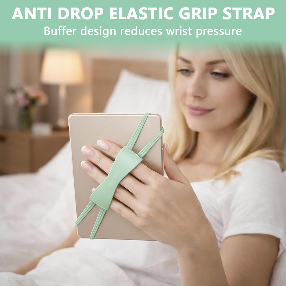 Cinturino da Mano per eReader 6-8 Pollici, Supporto Elastico Antiscivolo Verde