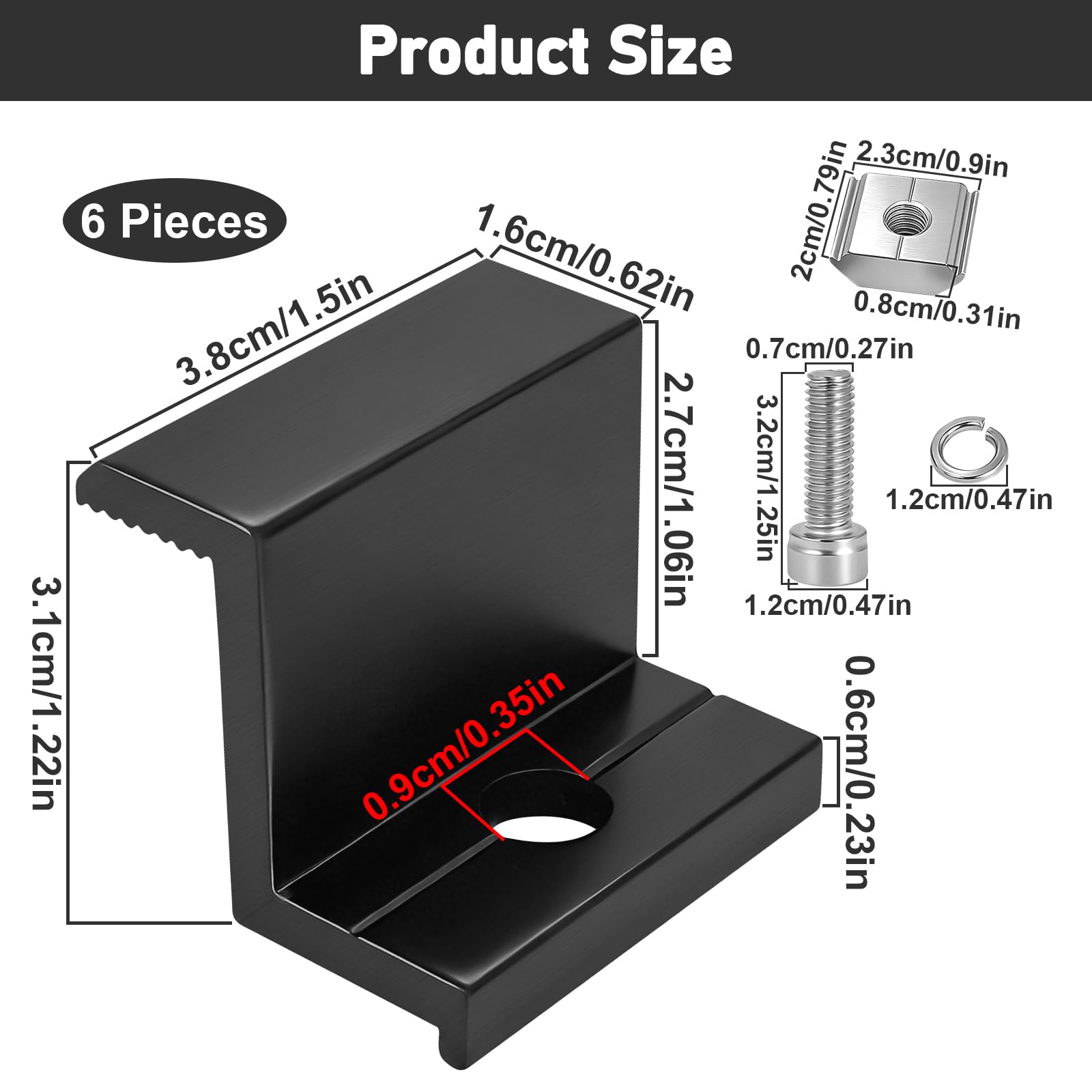 Staffa a Z di Montaggio per Pannello Solare 30mm in Lega Alluminio Set 6 Pezzi