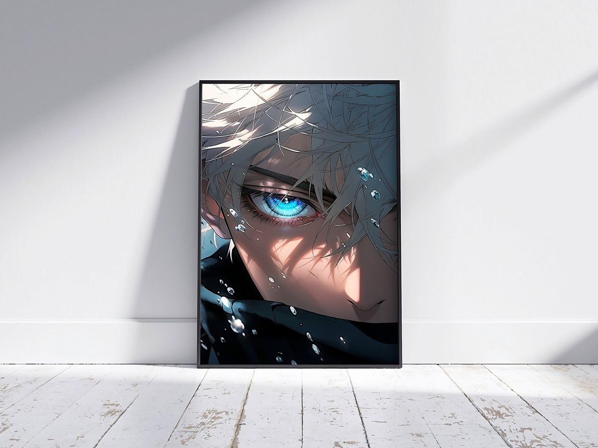 Craft Maniacs Gojo Saturo's Power OF Eyes A4 Framed Matt Laminated Poster For Room Decor & Gifting | Best Anime Gift For Manga Series Lovers