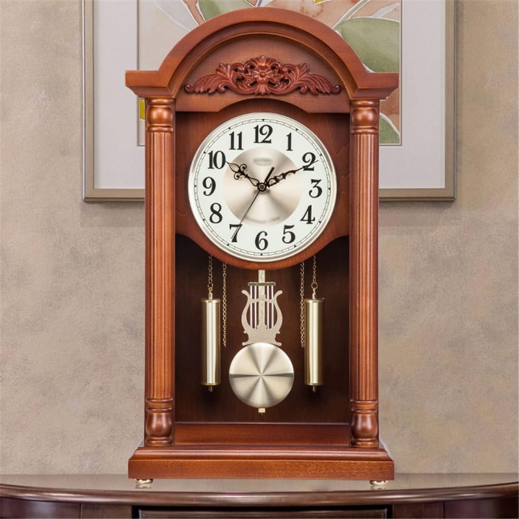 Solid Wooden Clock Home Retro Clock Desktop Silent Time Study Chinese