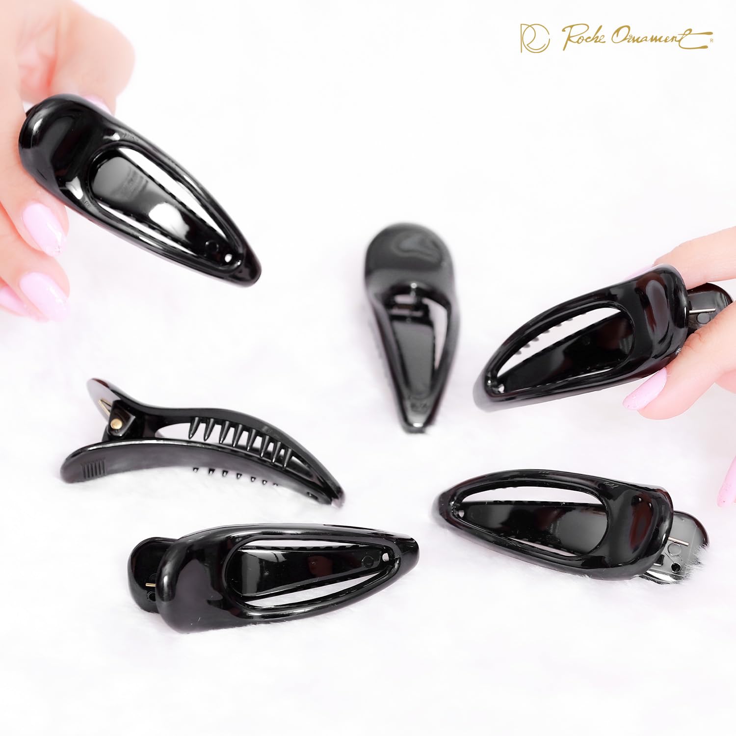RC ROCHE 6 Pcs Small Flat Flip Hair Claw Clips for Women Alligator Duckbill Thick Hair Styling Barrette Strong Side Slide Jaw Plastic No Slip, Small Black - Image 5