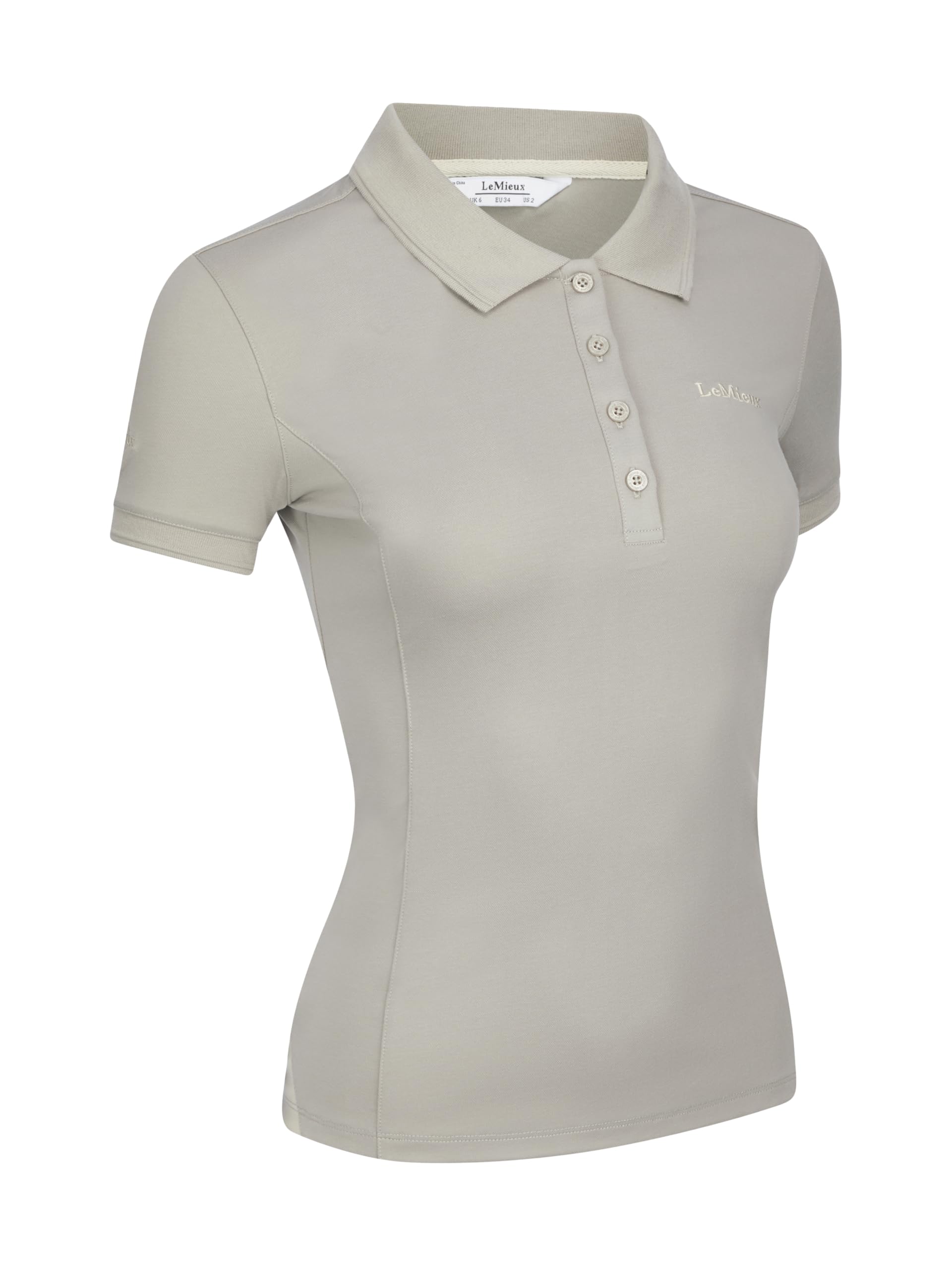 Lemieux Women's Ash Classique Polo Shirt - Quick Drying Cotton Blend - Slim Cut Longer Length - Uk10