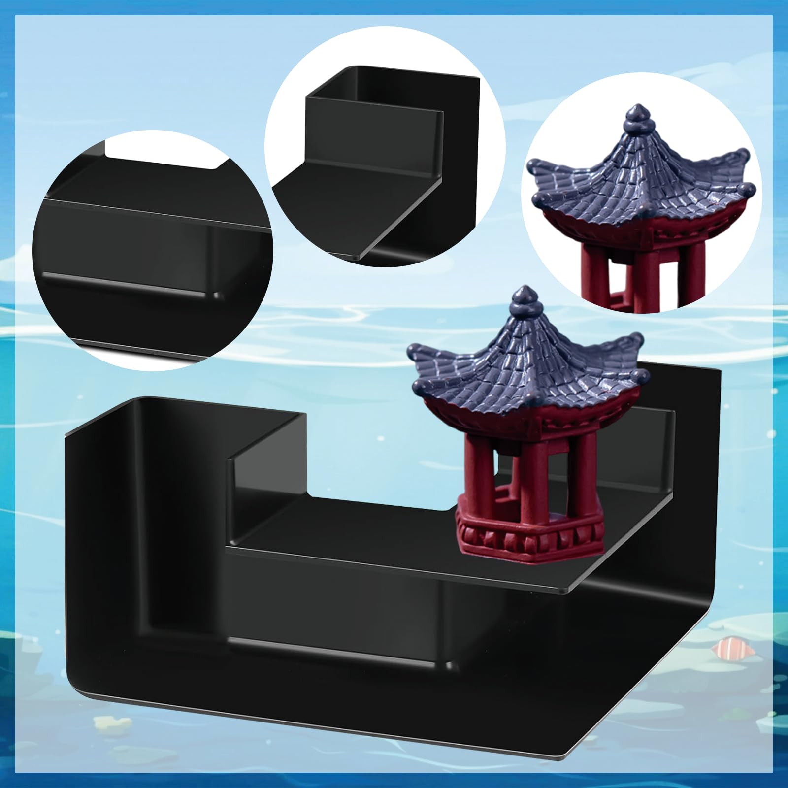 ZPSCXQ 2 Pcs Aquarium Tunnel Decoration Set, Micro Landscape Fish Tank Corner Tunnel Cave for Shrimp Cichlids, Betta - Image 3