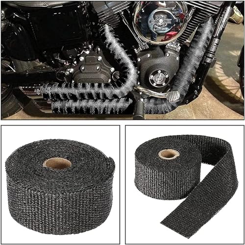 15M Hitzeschutzband Auspuff,Foneso auspuffband,Schwarz Hitzeschutzband mit 12 Kabelbinder Edelstahl,für Motorrad Fächerkrümmer Thermoband Krümmerband