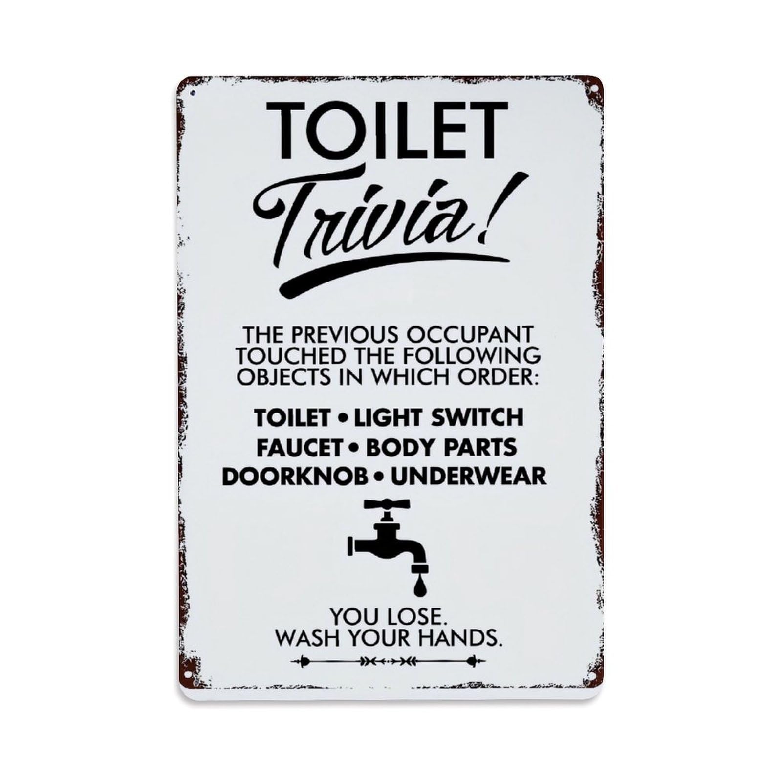 Jdfenggu Vintage Toilet Trivia Sign Design Retro Metal Tin Sign, Metal Poster For Bar, Home, Man Cave, Kitchen, Laundry Room Art Decor 8X12 Inch
