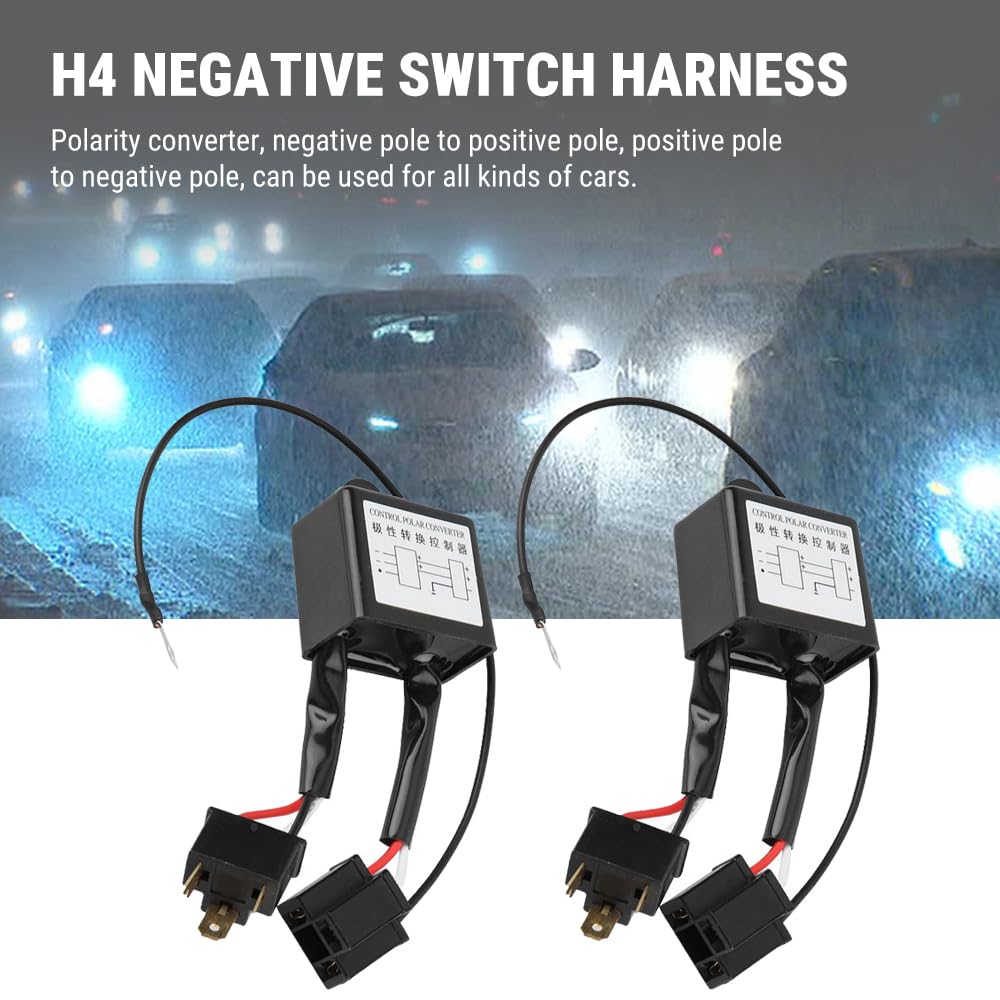 Convertitore di Polarità, 2 Pezzi Invertitore di Polarità, LED/HID Interruttore Negativo Adattatore per H4, Convertitore Negativo Polare, per Tutti i Tipi di Auto