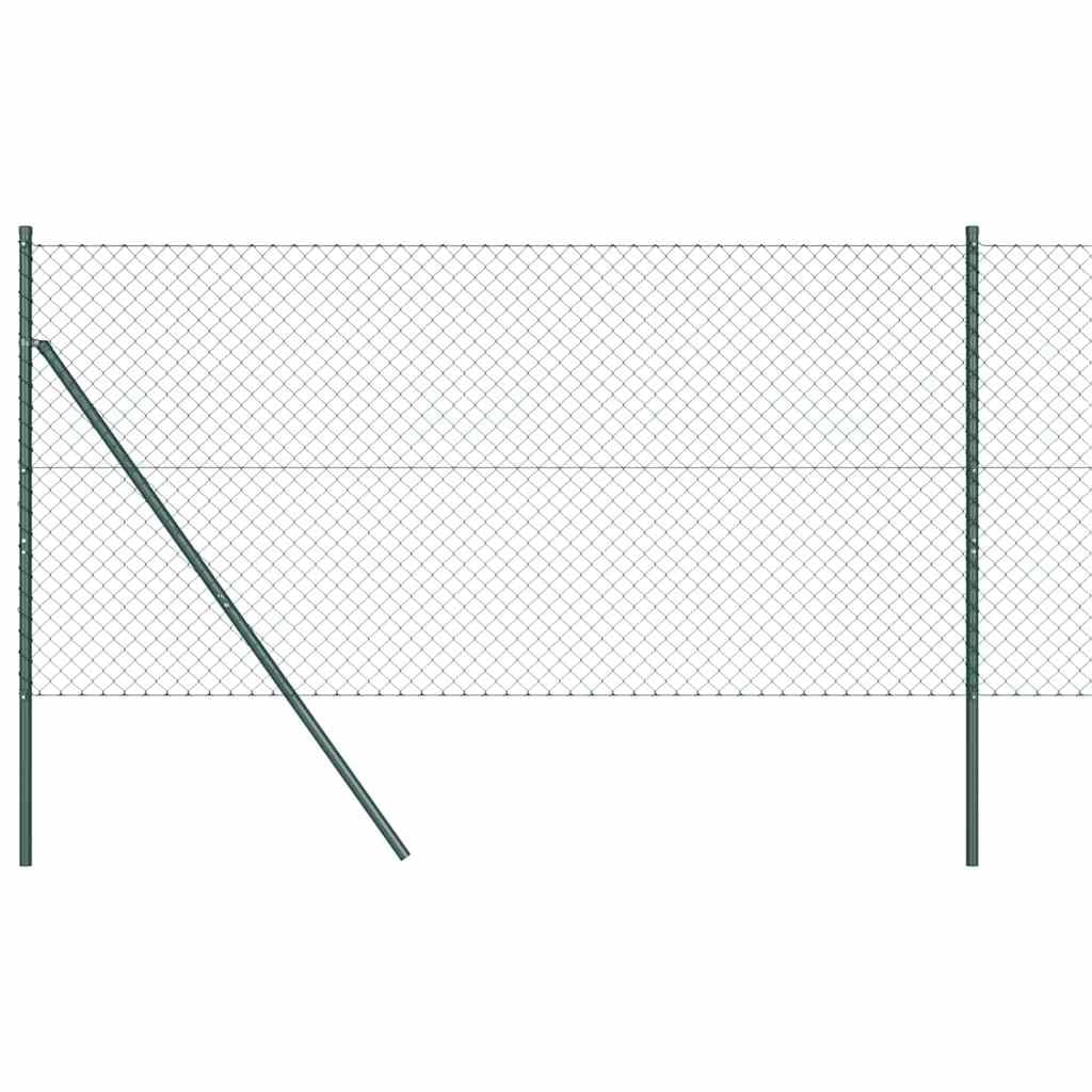 Green Steel PVC Fence Post 10 x 1.5 m 40x40 mm Mesh Garden Boundary Panel, Weatherproof Corrosion Resistant Outdoor Barrier for Terrace Patio Security, DIY Easy Install Fencing Kit with 14 Posts